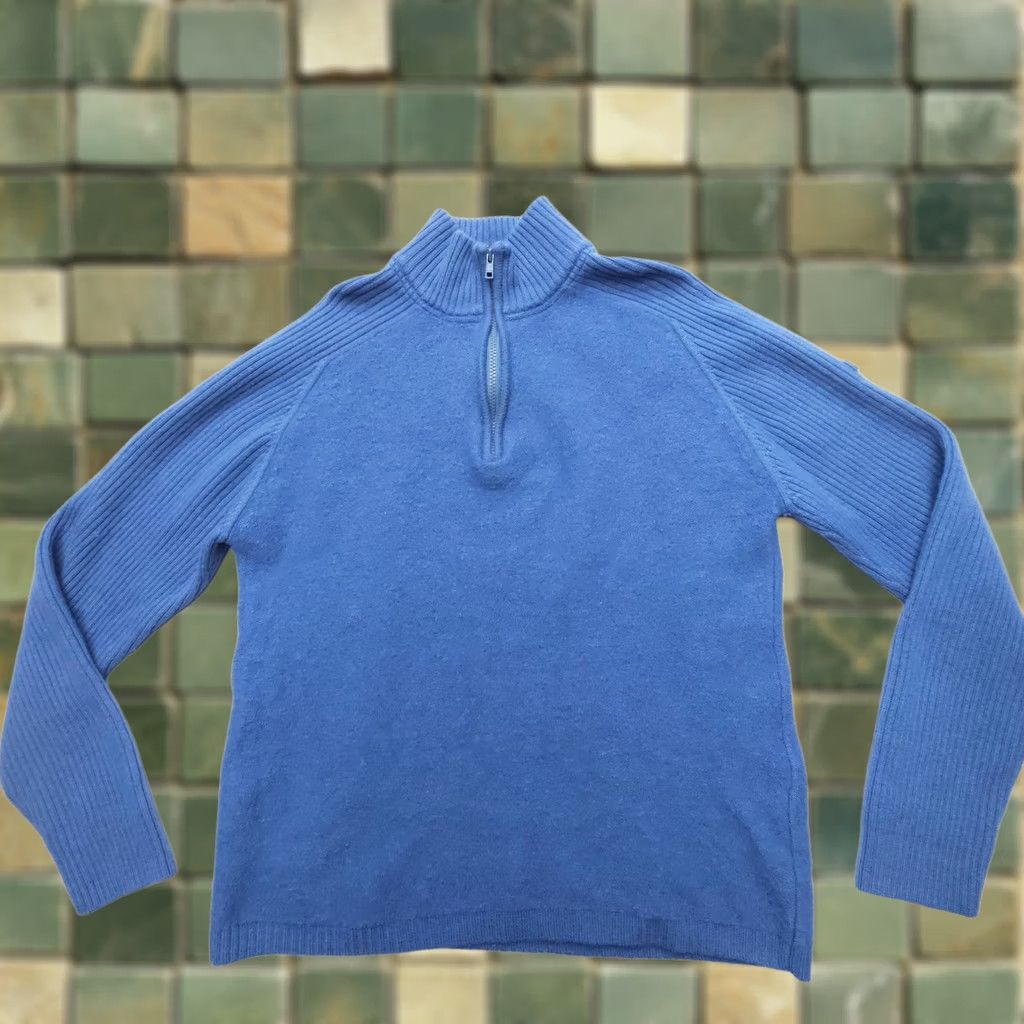 Aigle Aigle Sweater Shirt Wool 1/4 Zip XL Blue Classic Pullover Mens Regular Knit Zip Logo Mock Neck Short Brand: Aigle Size US XL / EU 56 / 4 - 1 Thumbnail
