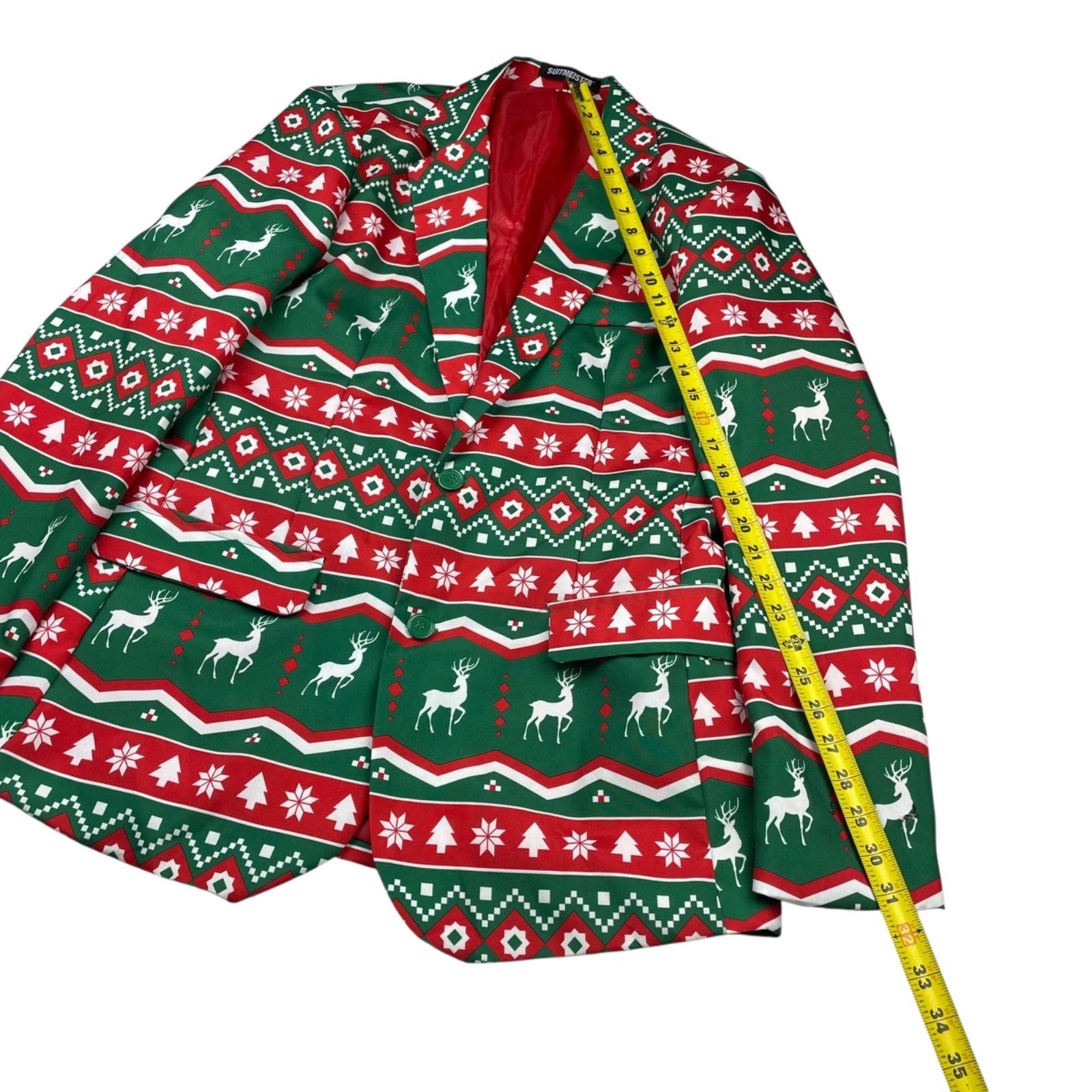 Other Suitmeister Men's Ugly Christmas Blazer Red/White/Green Rein Size 38R - 9 Thumbnail