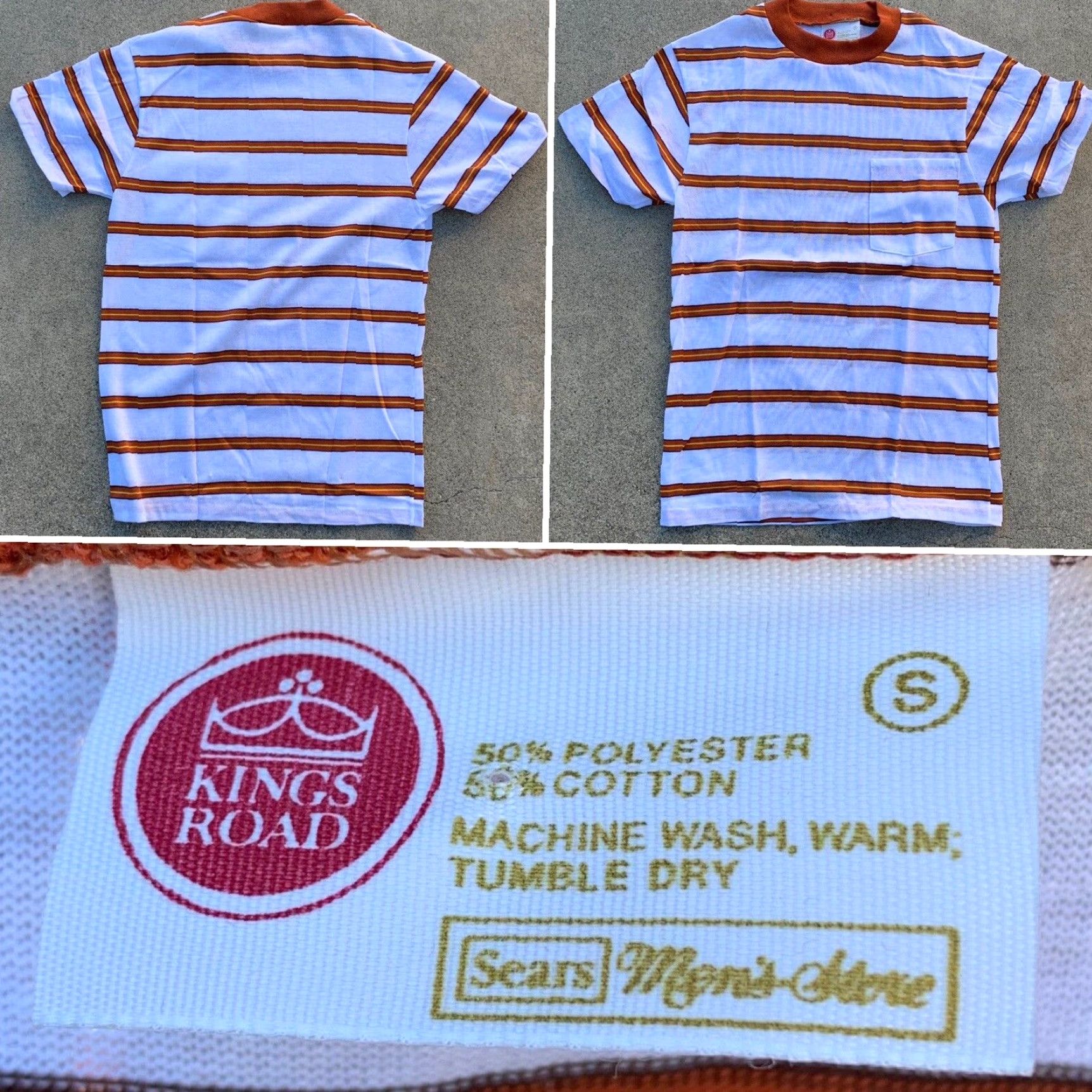 Sears VINTAGE Kings Road Sears Mens Store striped pocket t shirt single stitch Size S Size US S / EU 44-46 / 1 - 3 Thumbnail