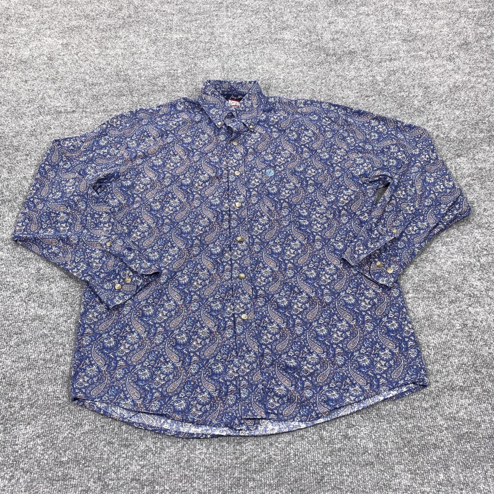 Wrangler Wrangler Shirt Mens Medium Blue Paisley Long Sleeve George Strait Cowboy Cut Shirt Size US M / EU 48-50 / 2 - 2 Thumbnail
