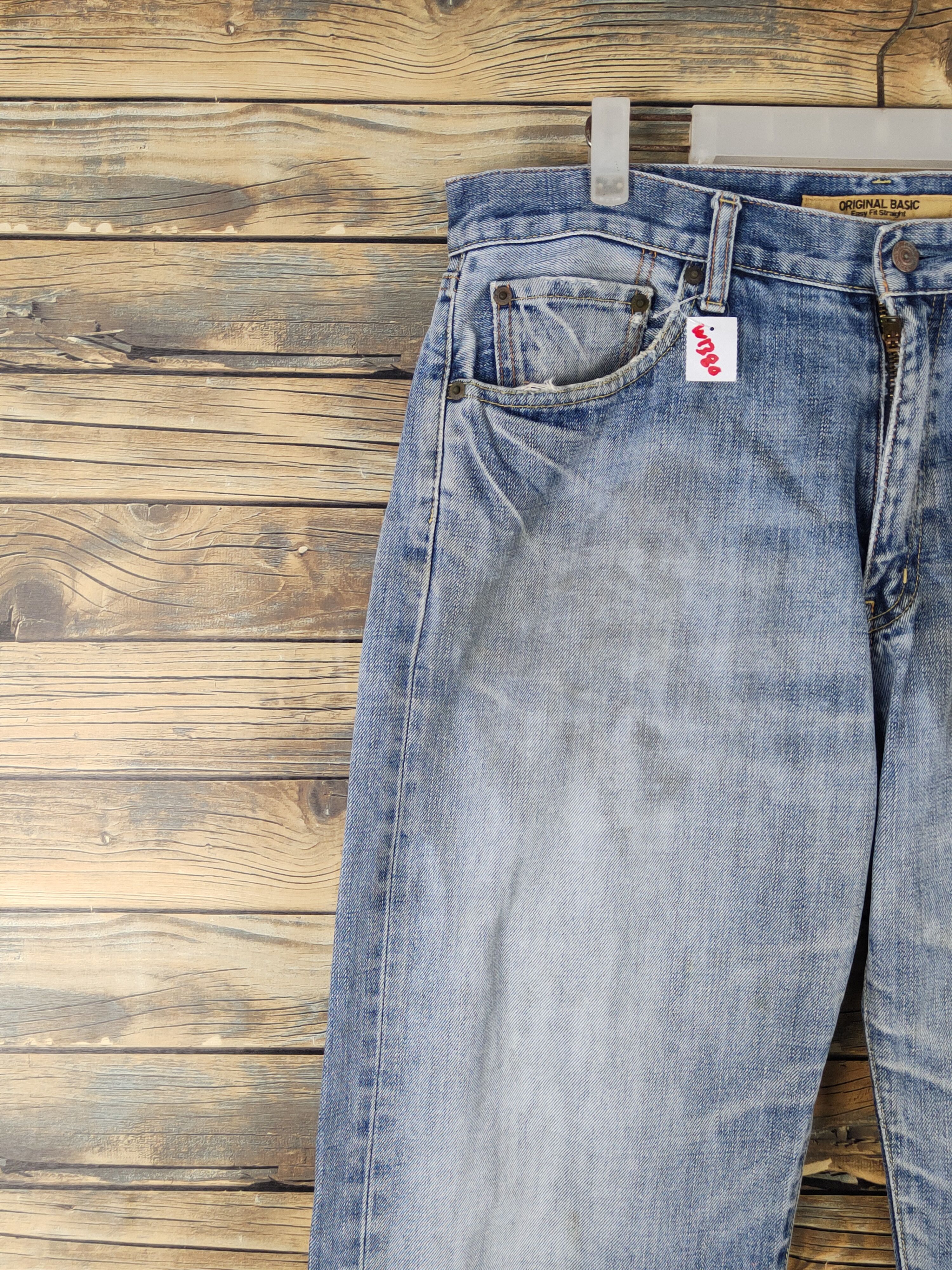 Japanese Brand Uniqlo vintage japan Blue Distressed Ripped denim #W1380 Size US 35 - 3 Thumbnail