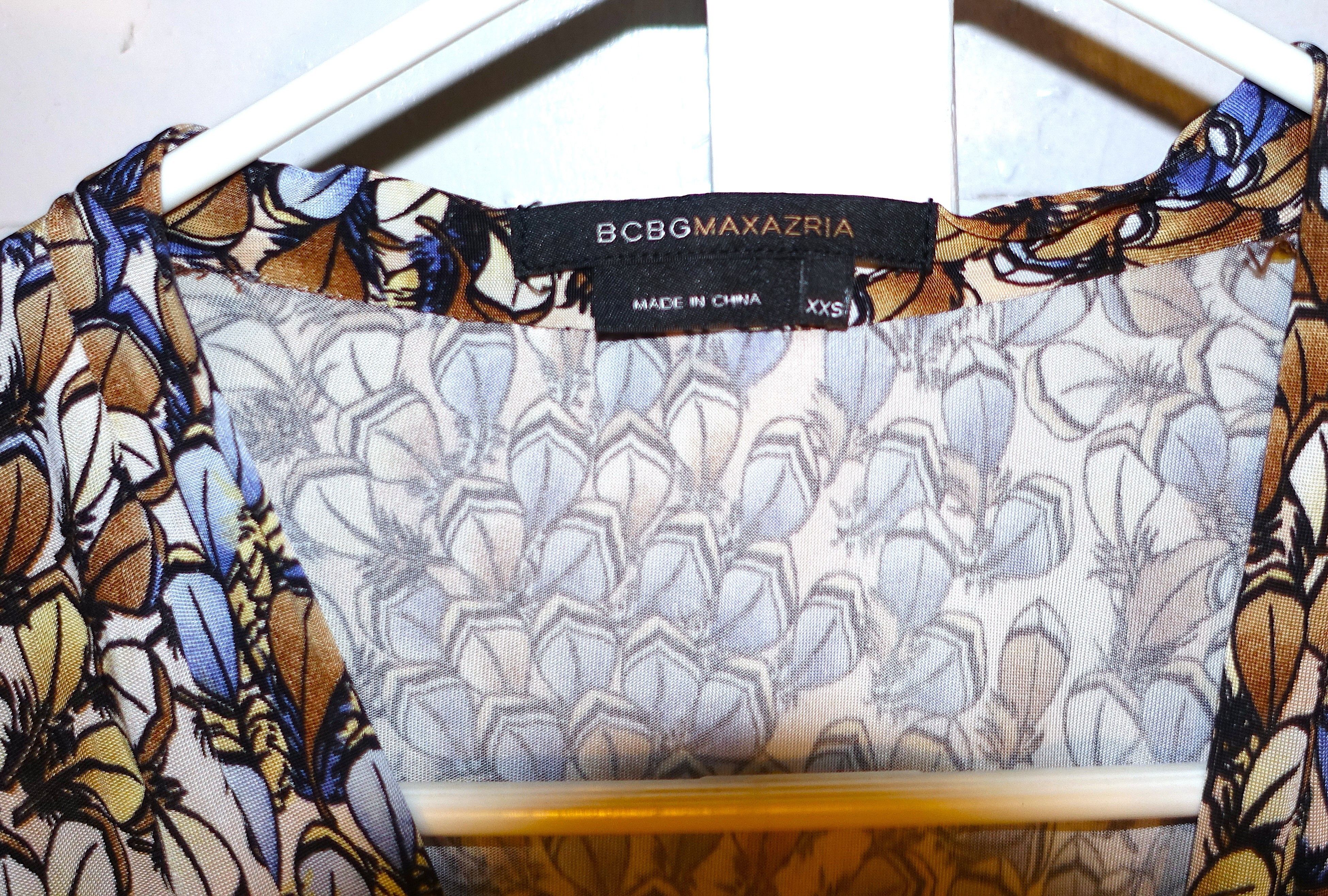 Bcbgmaxazria BCBGMaxazria Beige Blue Wrap Dress XXS Size XXS / US 00 / IT 34 - 8 Thumbnail