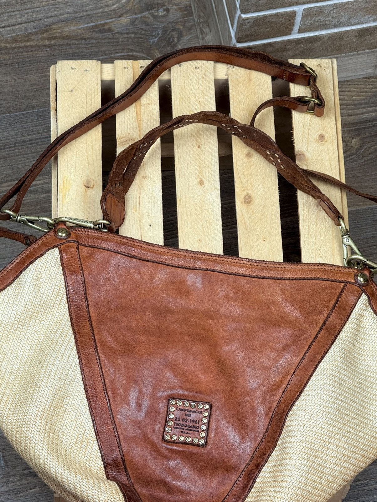 Campomaggi Campomaggi Anna Brown Leather Woven Handbag Crossbody Size ONE SIZE - 5 Thumbnail
