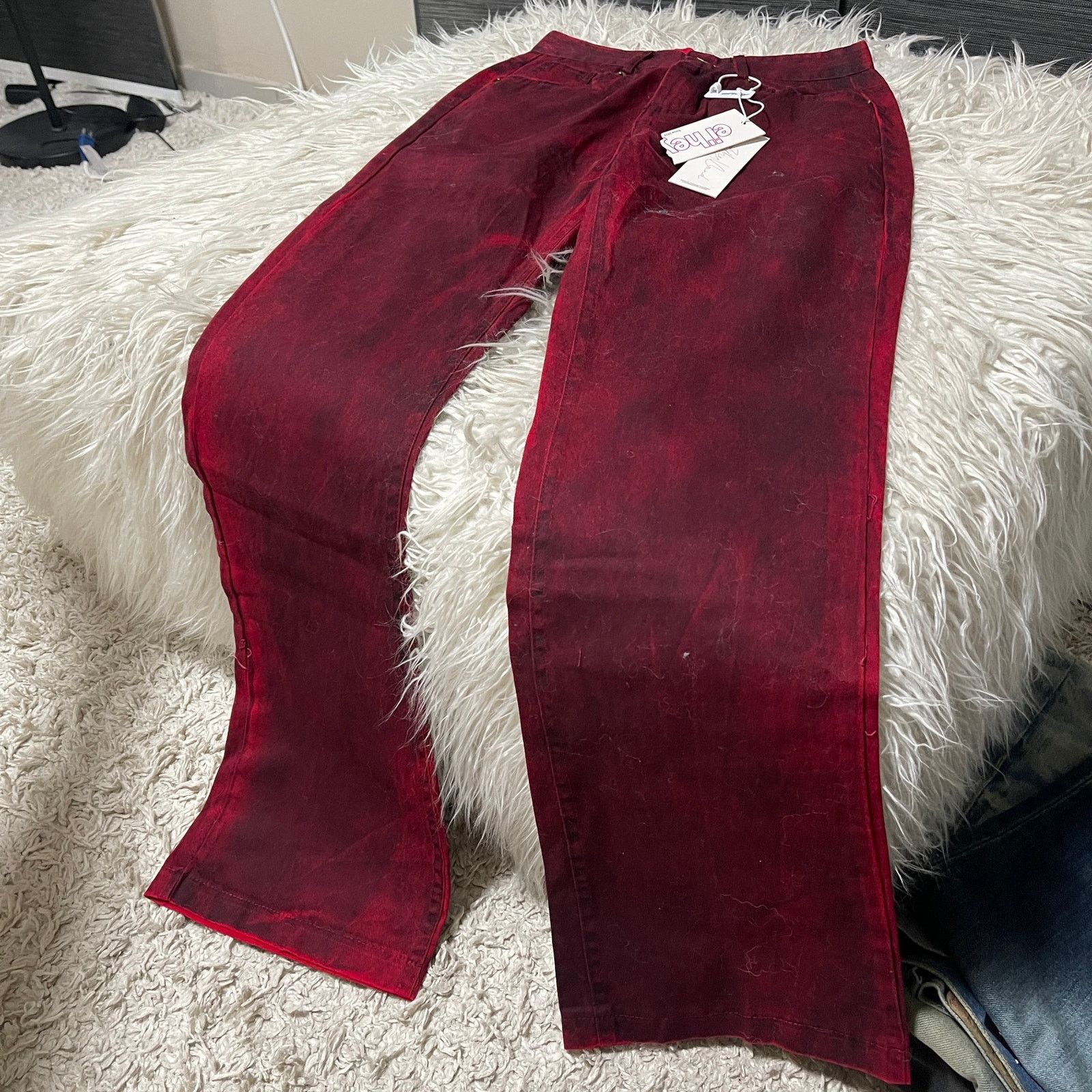 If Six Was Nine Vintage Faded Wash Baggy Red Boocut Denim Jeans Pant size 25 Size 25" / US 0 / IT 36 - 3 Thumbnail