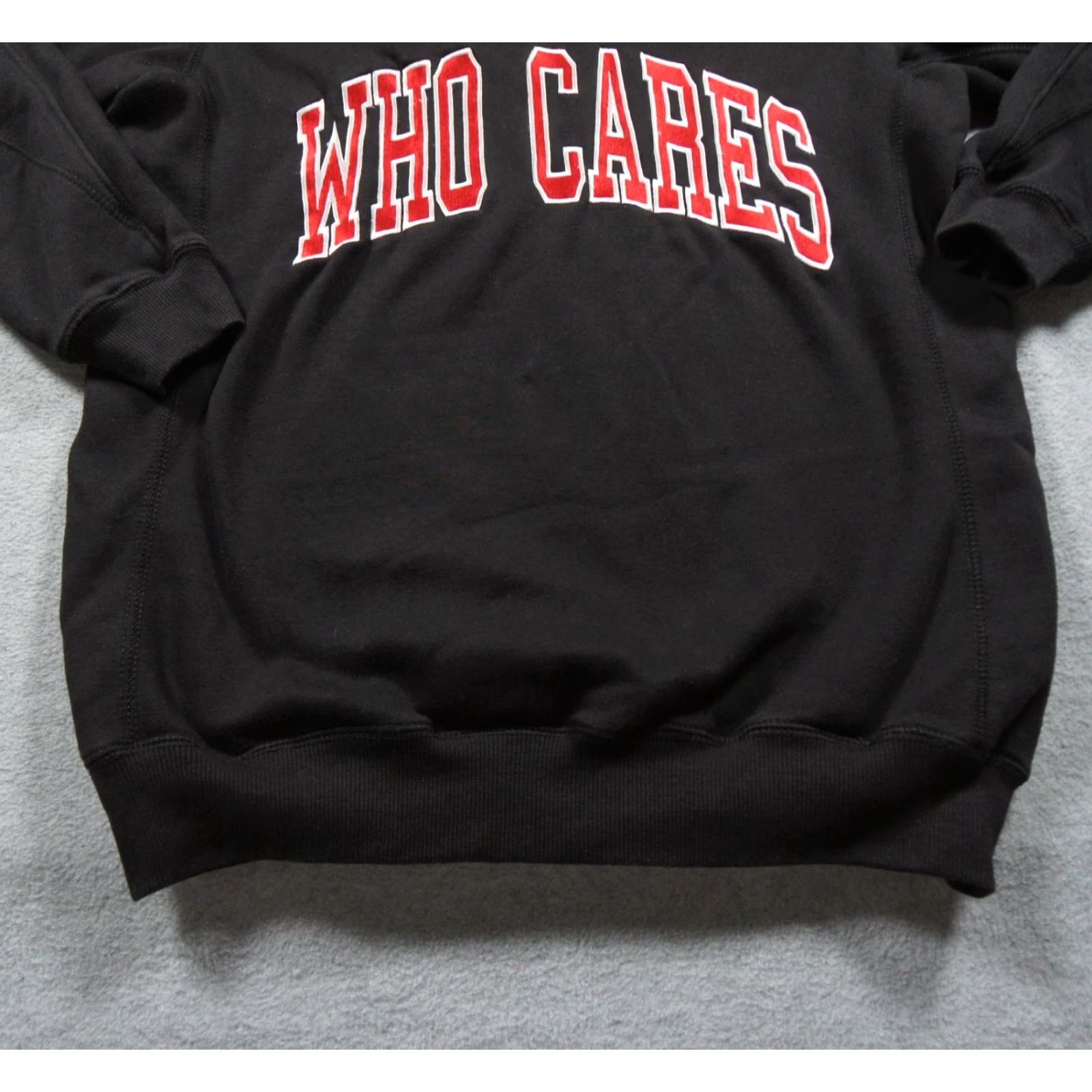 Vintage Who Cares Sweatshirt Mens Small Black Crewneck Pullover Streetwear Adult Size US S / EU 44-46 / 1 - 3 Thumbnail