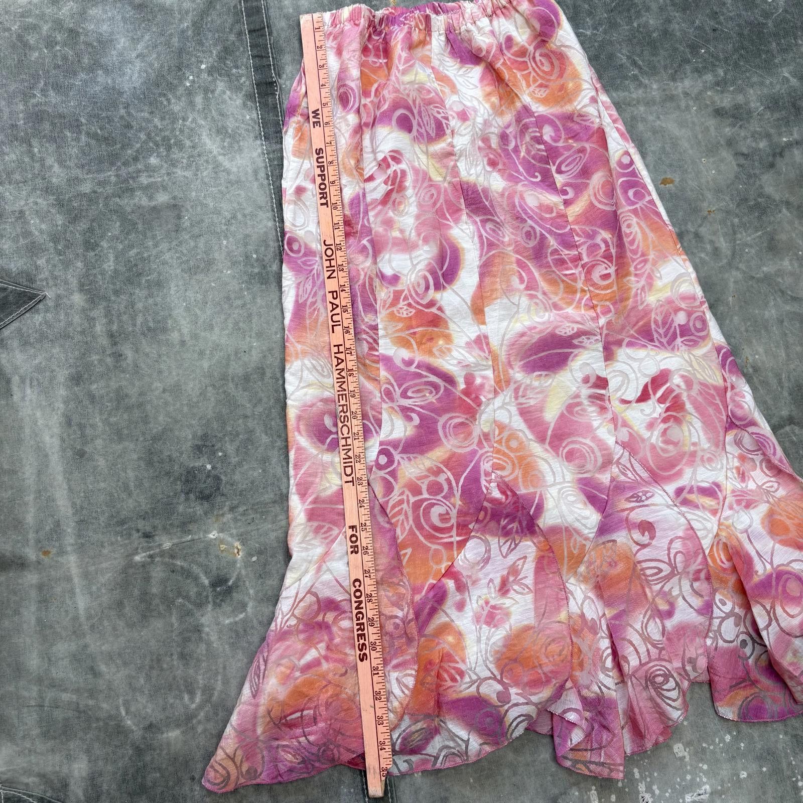 Vintage Vintage 90s Y2K Floral Semi Sheer Flared Ruffled Maxi Skirt Size 30" / US 8 / IT 44 - 4 Thumbnail