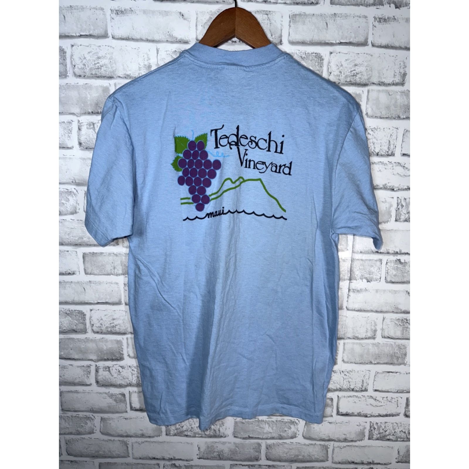 Doublet VINTAGE Stedman T-Shirt Mens L USA Blue Double-Sided VTG TEDESCHI VINEYARDS Maui Size US L / EU 52-54 / 3 - 6 Thumbnail