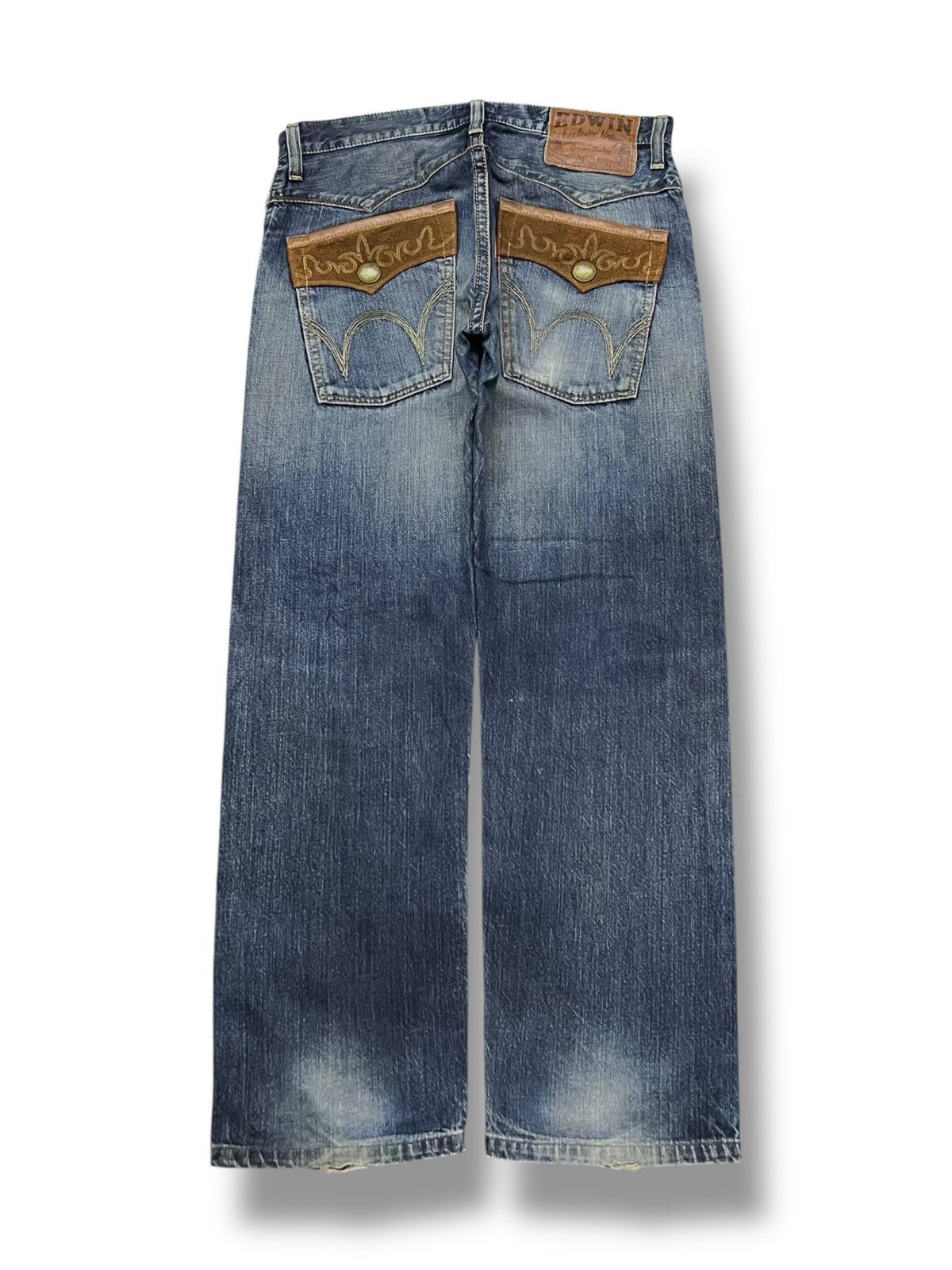 Edwin Loose Vintage Edwin 403 Japan - Black Distressed Denim Size US 34 / EU 50 - 3 Thumbnail