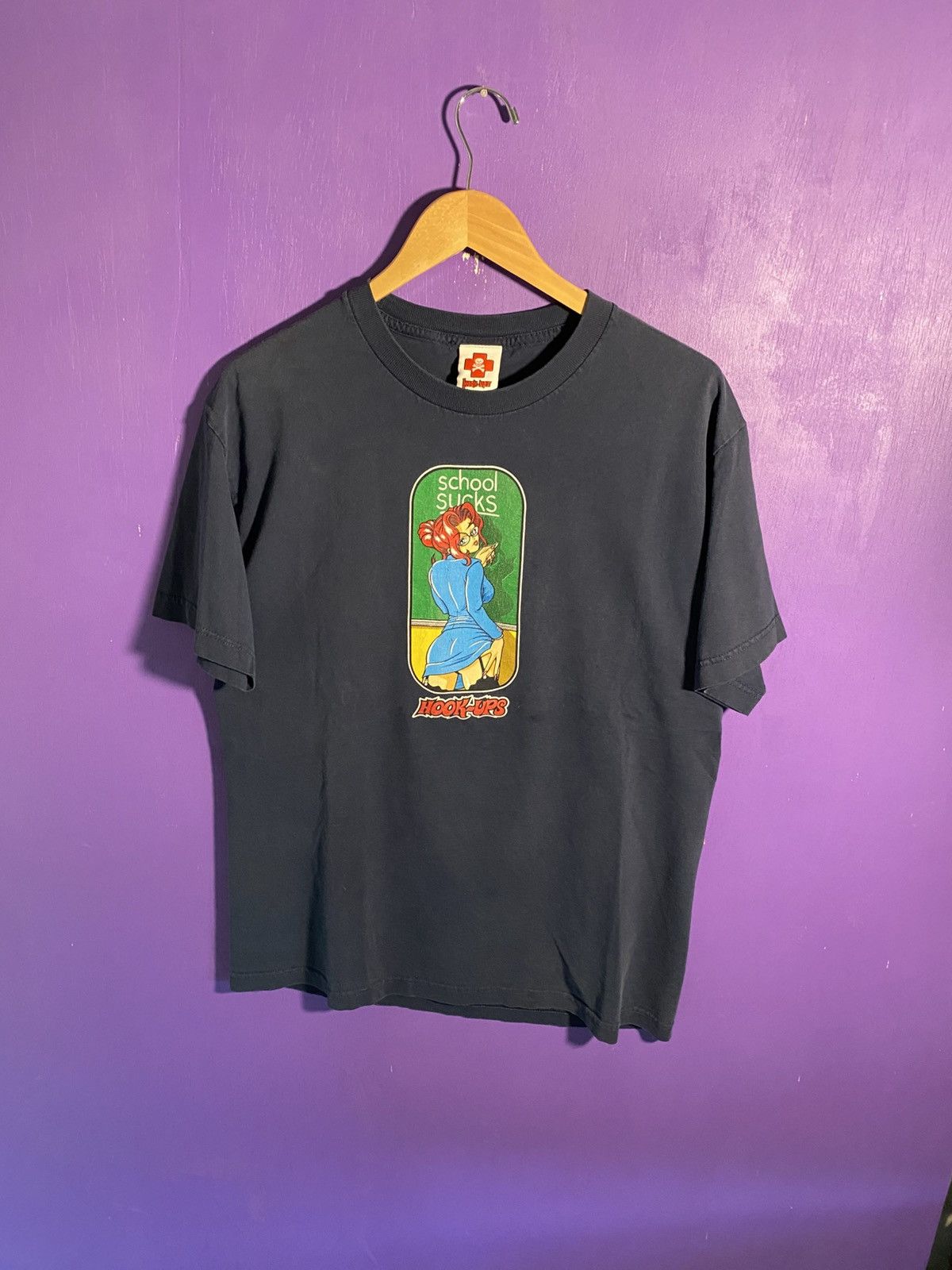 Hook-Ups Vintage 90s Hook ups school sucks skate tee Size US L / EU 52-54 / 3 - 1 Thumbnail