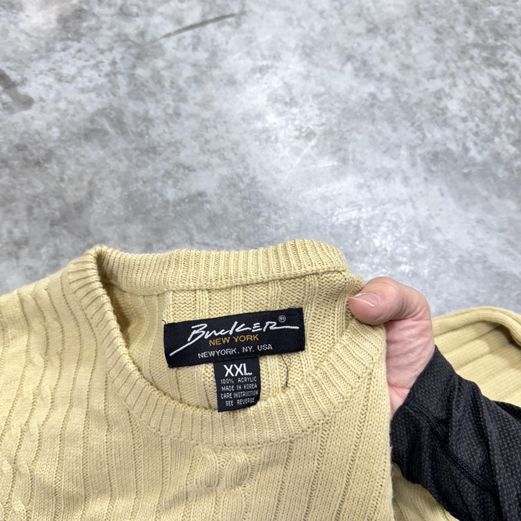 Southpole VINTAGE Bunker New York Sweater Mens 2XL Beige Cable-Knit Graphic Print Pullover Knit Crew Neck Fashion South Boyz SB Hip Hop Y2K South Pole Style Size US XXL / EU 58 / 5 - 3 Thumbnail