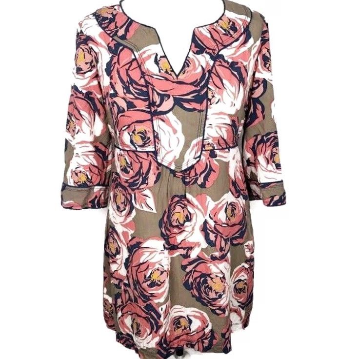 Boden Boden Floral Dress Half Sleeve Women’s Knee Length Multicoloured V-Neck Casual 10P UK 10 Boden WA360 Womens Dresses Size L / US 10 / IT 46 - 2 Thumbnail