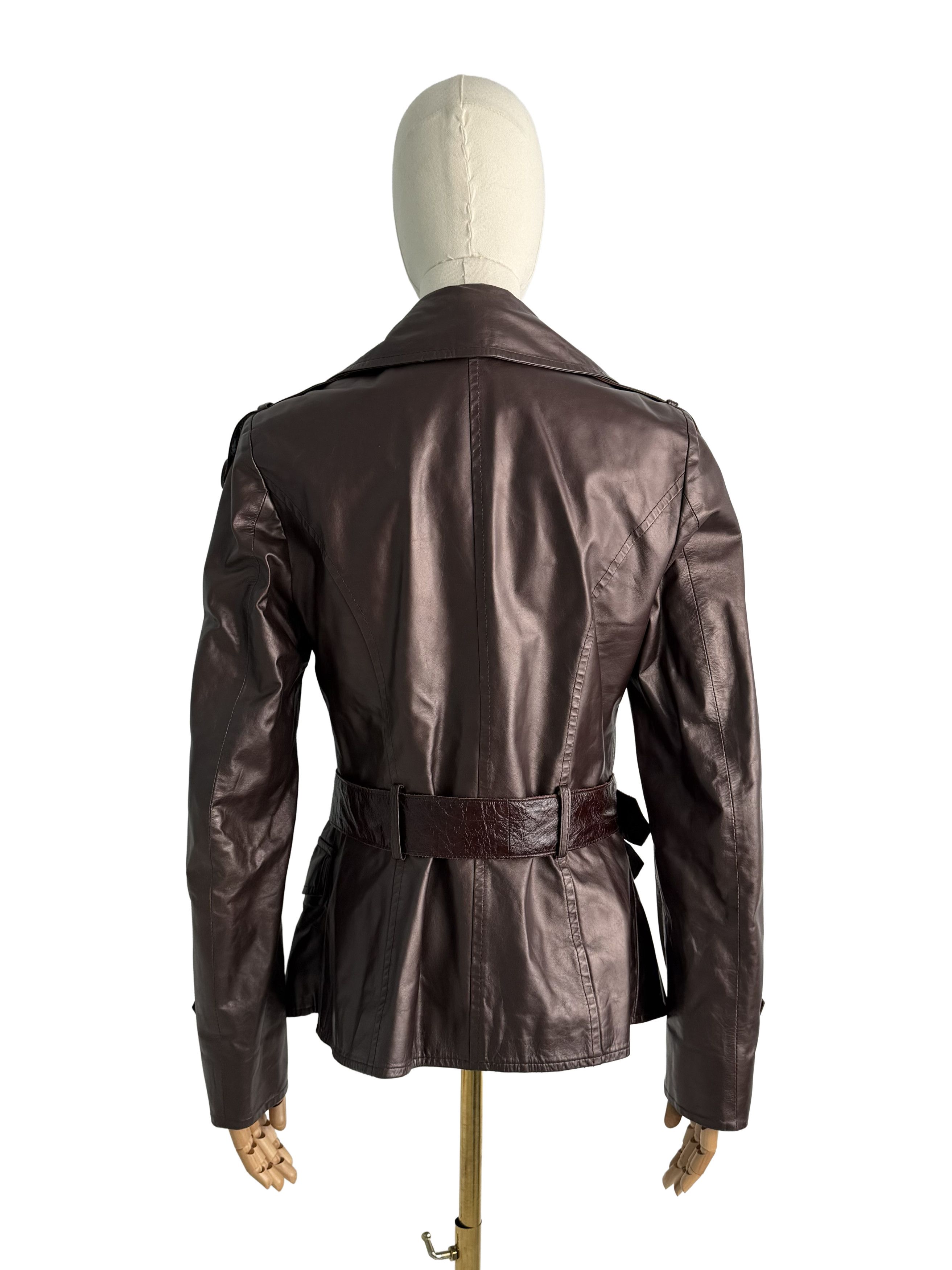 Vintage Vintage Leather Trench Jacket Belted Double Breasted Coat Size S / US 4 / IT 40 - 4 Thumbnail