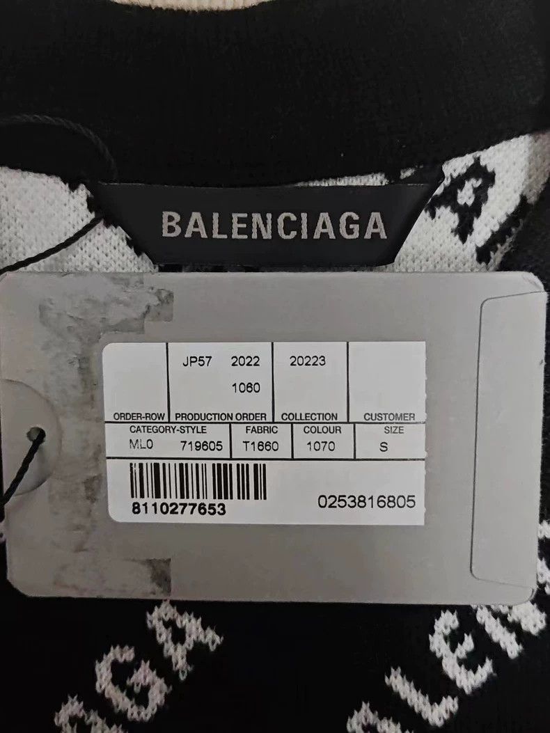Balenciaga Balenciaga 23ss full printed letter knitted long sleeved sw Size US S / EU 44-46 / 1 - 4 Thumbnail
