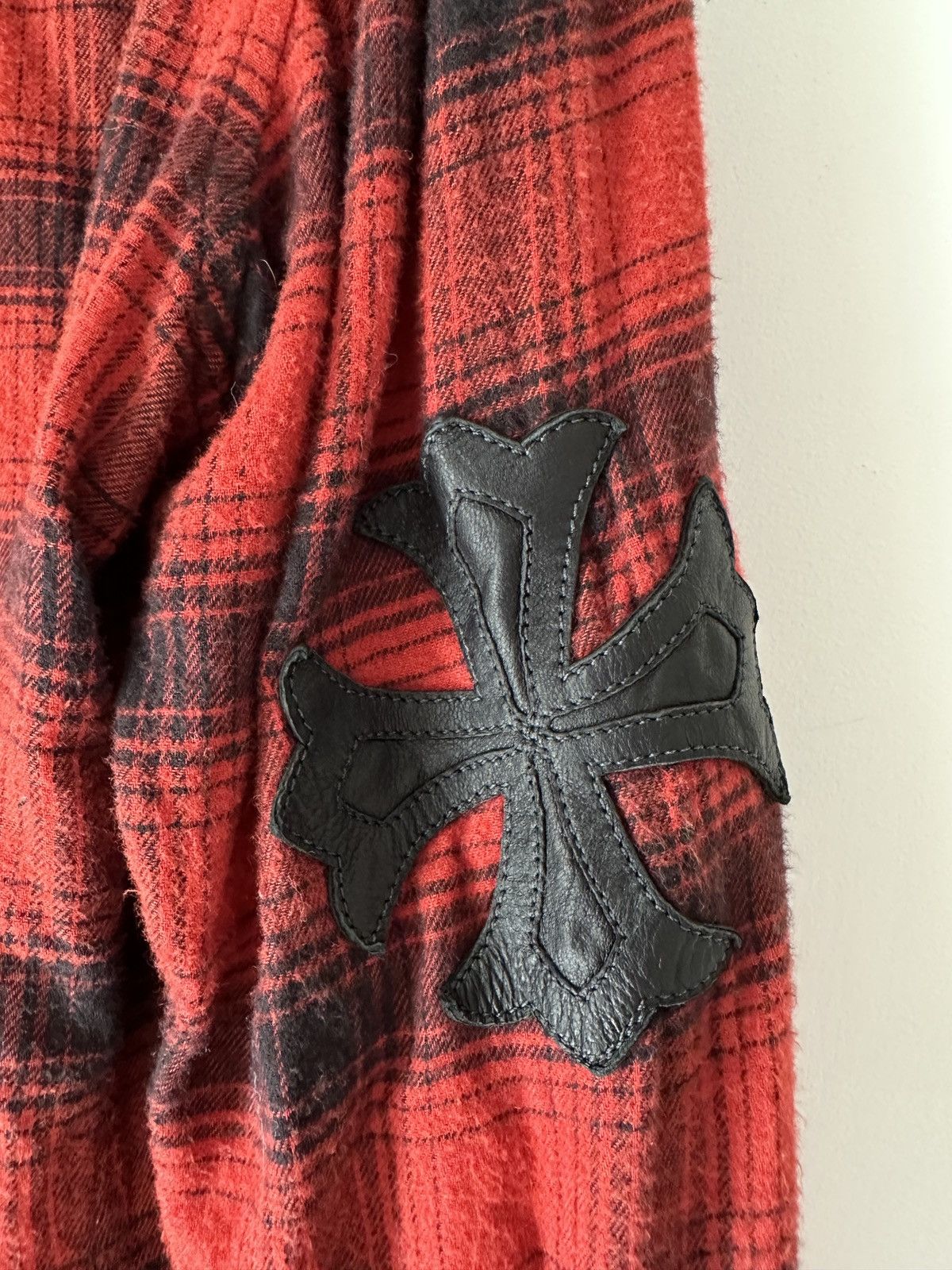 Chrome Hearts Chrome Hearts Red Leather Elbow Cross Flannel Size US M / EU 48-50 / 2 - 5 Thumbnail