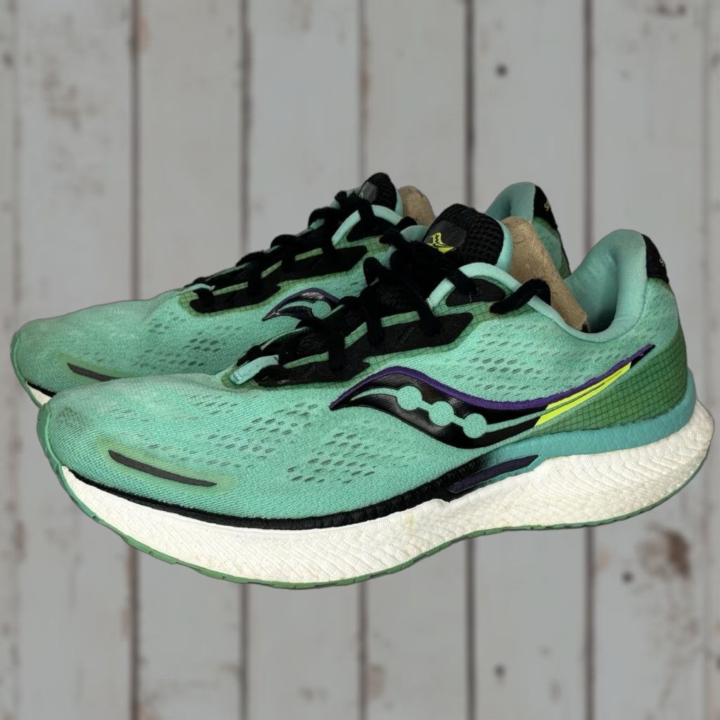 Saucony Saucony Triumph 19 Womens Running Walking Athletic Sneakers Size 10.5 Teal Blue Green with Black Trim Sneaker Shoes Size US 9 / IT 39 - 1 Thumbnail