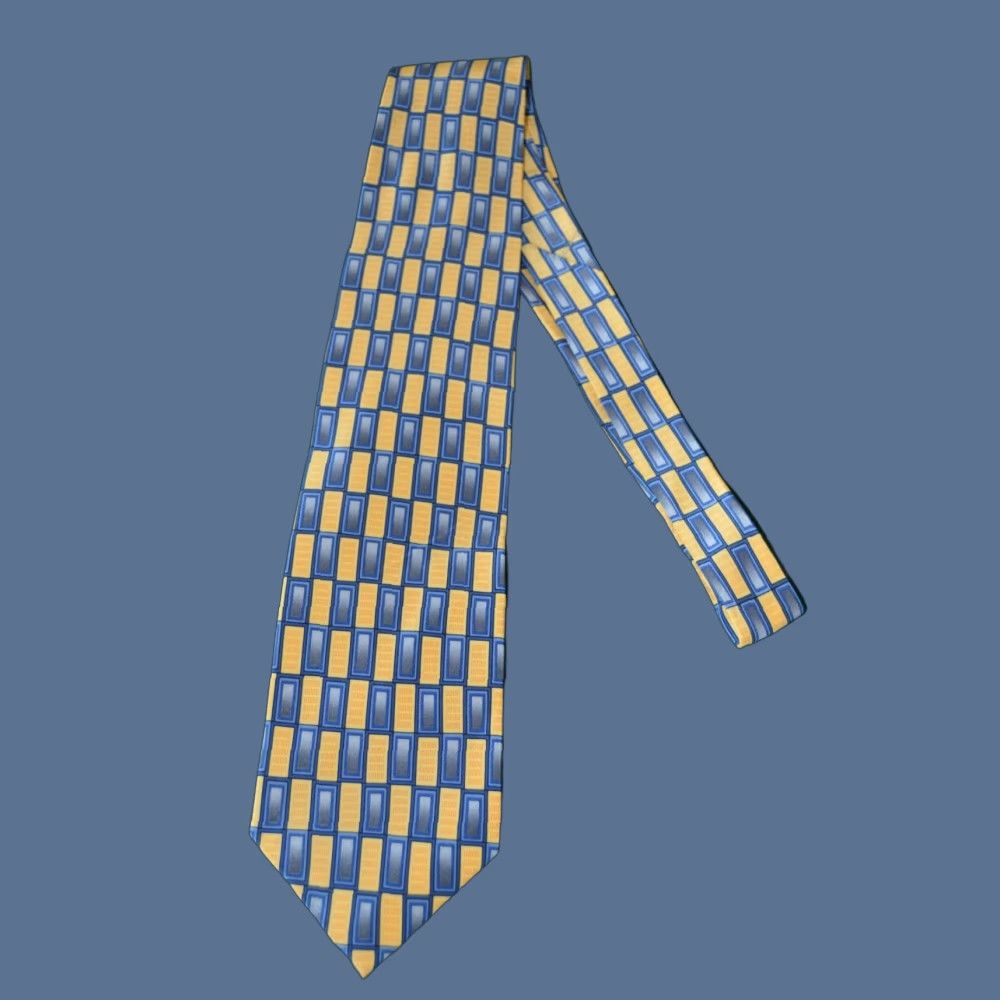 Vintage GIORGIO BRUTINI Men's Dress Tie BLUE AND GOLD Tie Size ONE SIZE - 1 Thumbnail