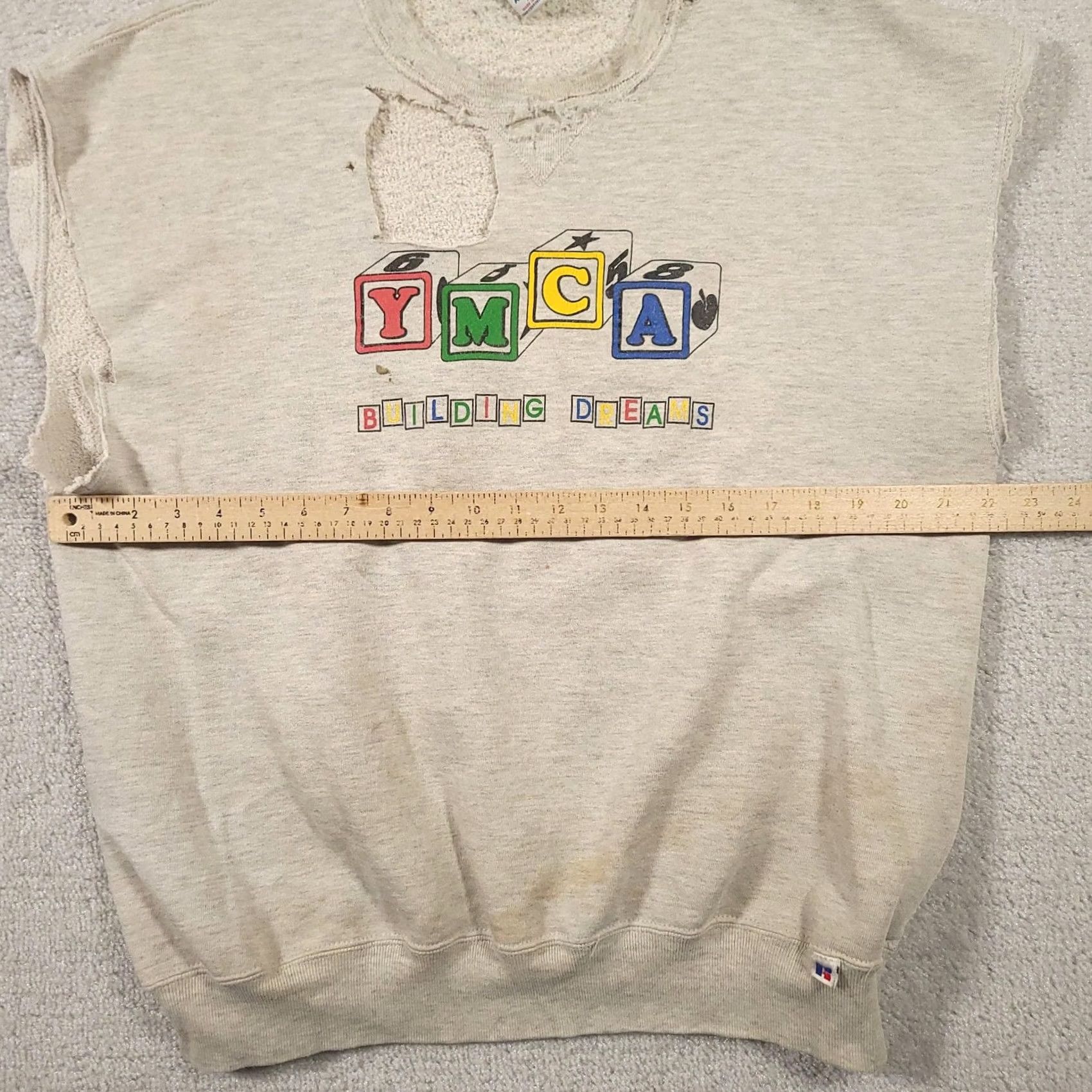 Russell Athletic VINTAGE Russell Athletic Sweatshirt Mens XL Gray YMCA Building Dreams Graphic Print 90s Distressed Size US XL / EU 56 / 4 - 3 Thumbnail