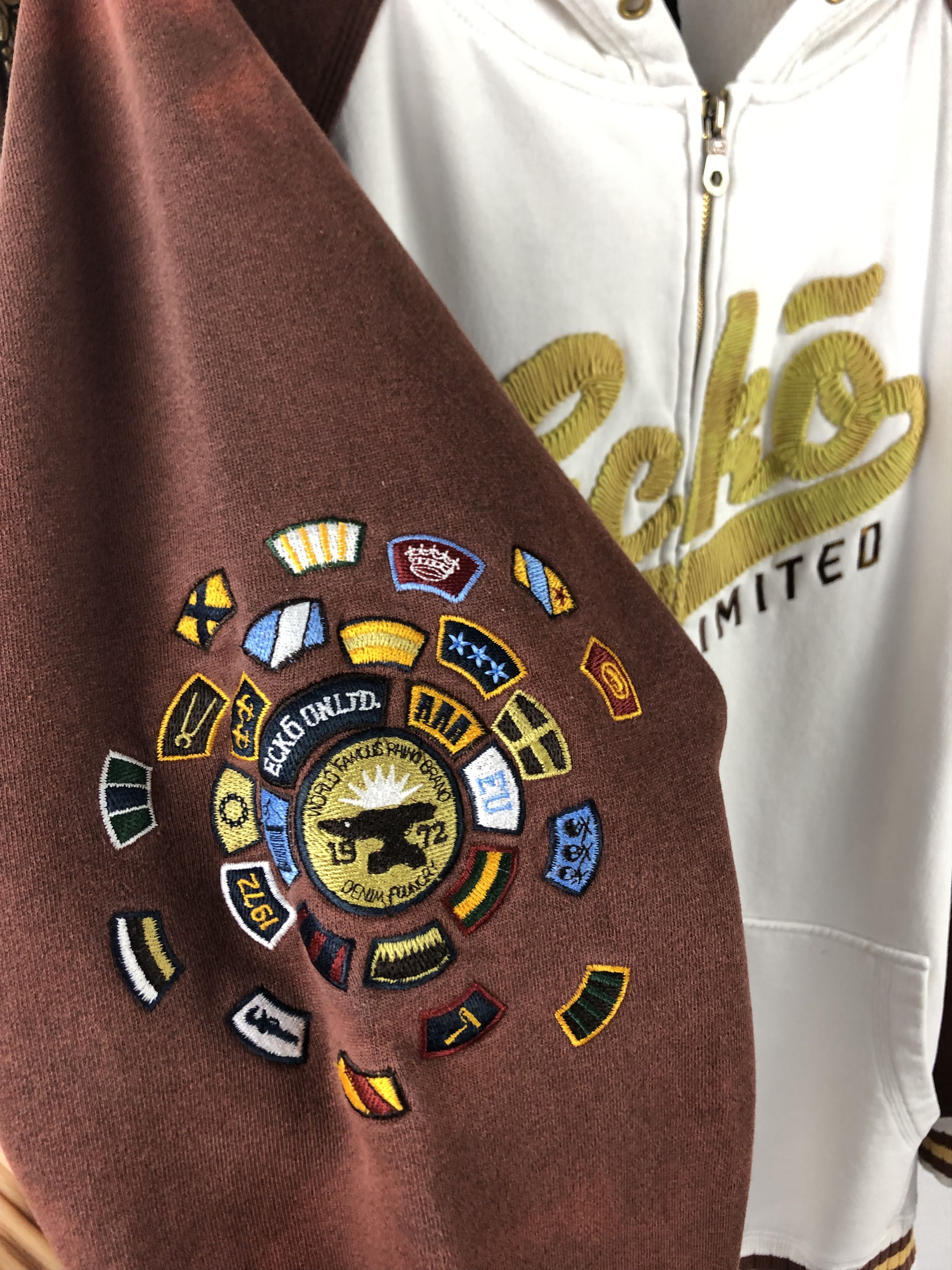 Ecko Unltd. × Vintage Vintage Ecko Unlimited Unltd Zipper Hoodie White Gray Gold Size US L / EU 52-54 / 3 - 6 Thumbnail