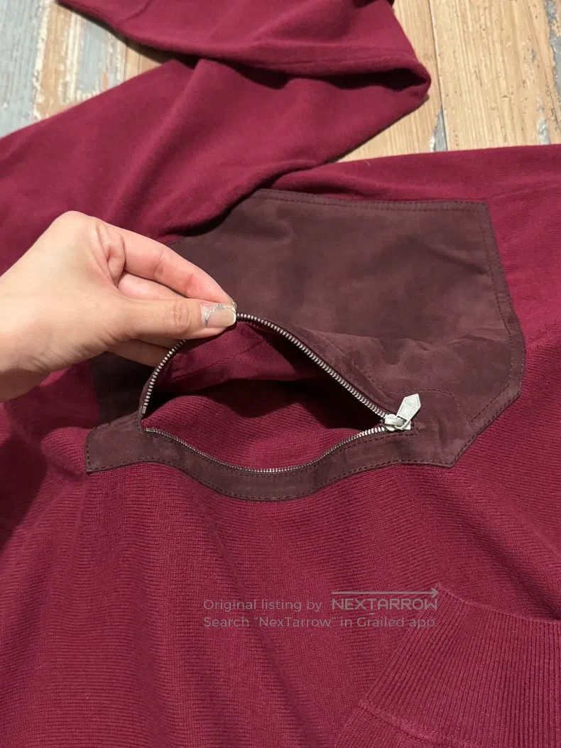Hermes Hermes Wool and Sheepskin Burgundy Crewneck Sweater Size US M / EU 48-50 / 2 - 6 Thumbnail