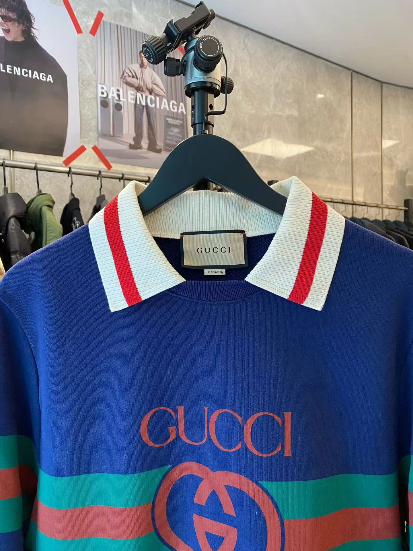 Gucci Gucci blue striped long sleeve polo M 99 new Size US M / EU 48-50 / 2 - 2 Thumbnail