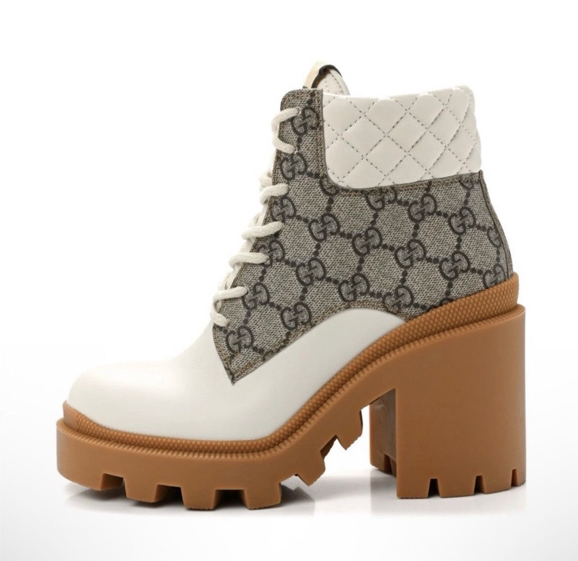 Gucci Aurhentic Gucci Supreme Monogram Trip Combat Heeled Boots Size US 7 / IT 37 - 12 Thumbnail