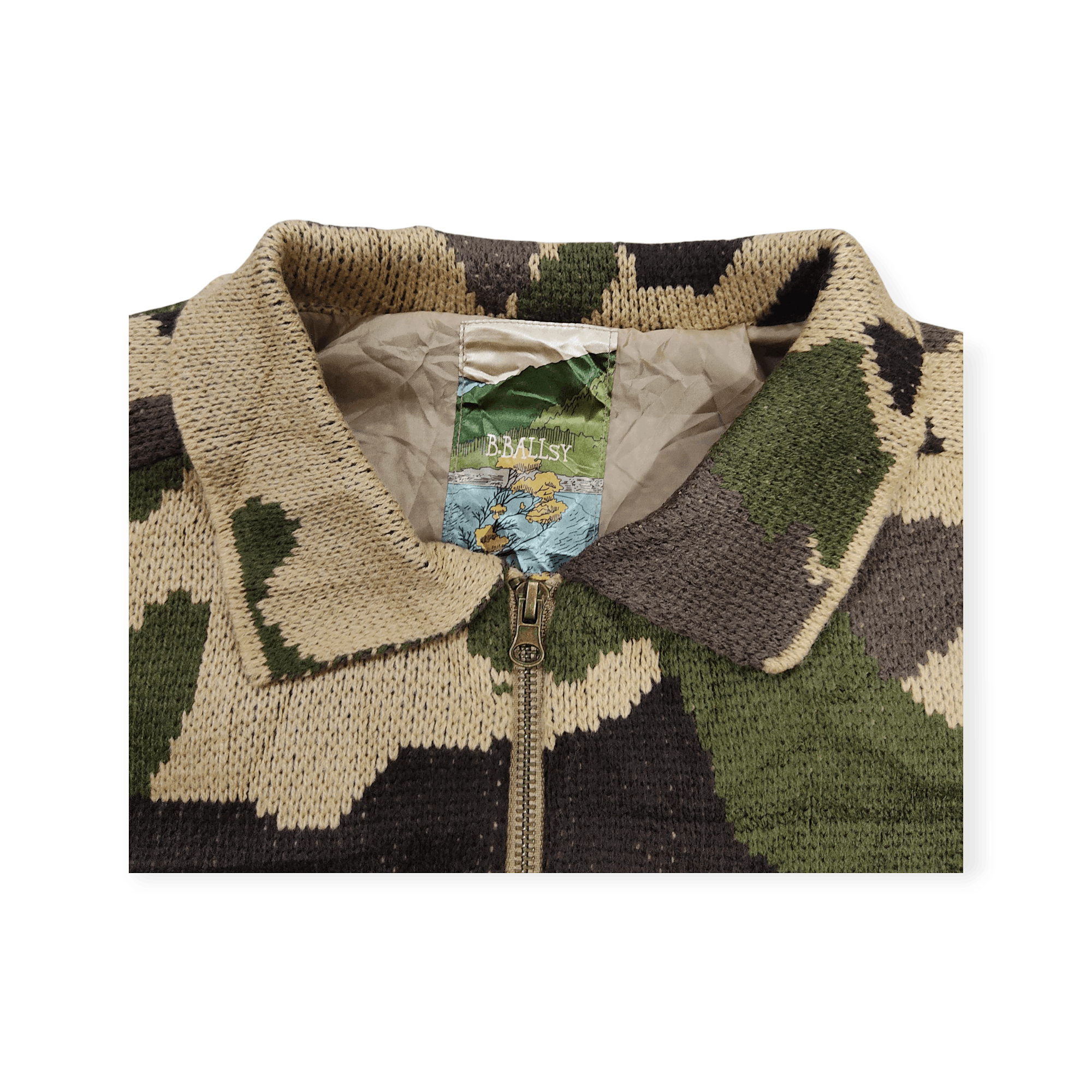 Japanese Brand B.Ballsy Military Camouflage Zip Knit Cardigan Size US L / EU 52-54 / 3 - 6 Thumbnail