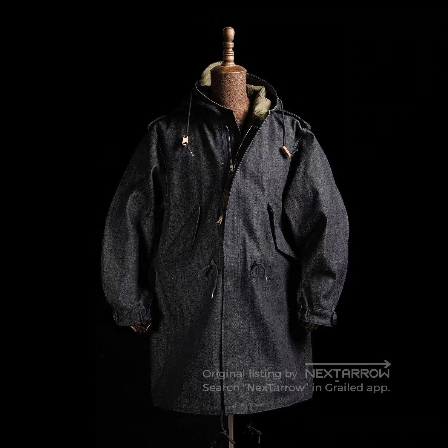 Gimo's GIZEMO M1951 Denim Parka Long Coat. Size US S / EU 44-46 / 1 - 1 Thumbnail