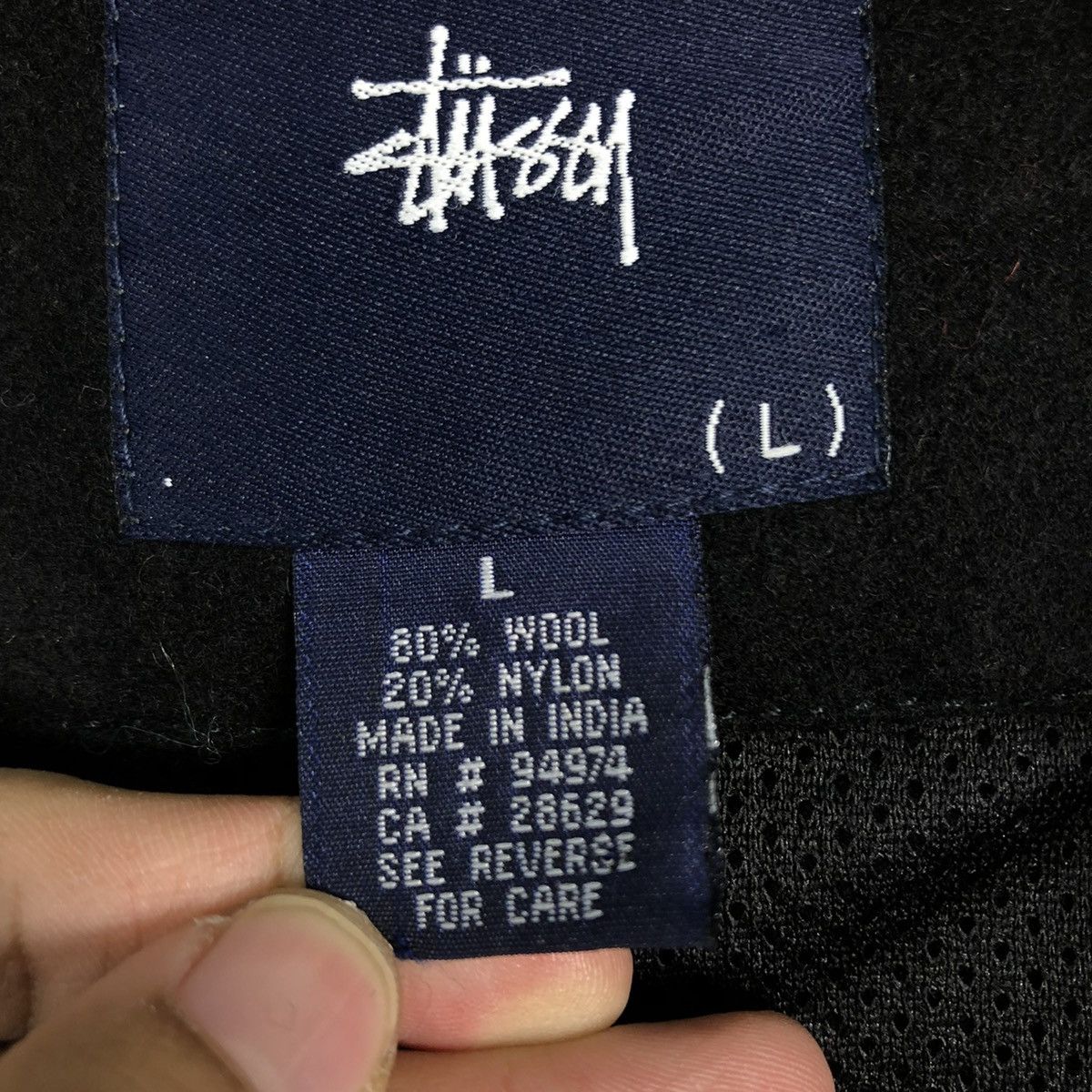Stussy 🔥VINTAGE STUSSY WOOL JACKET BIKER RICH BLACK Size US L / EU 52-54 / 3 - 17 Thumbnail