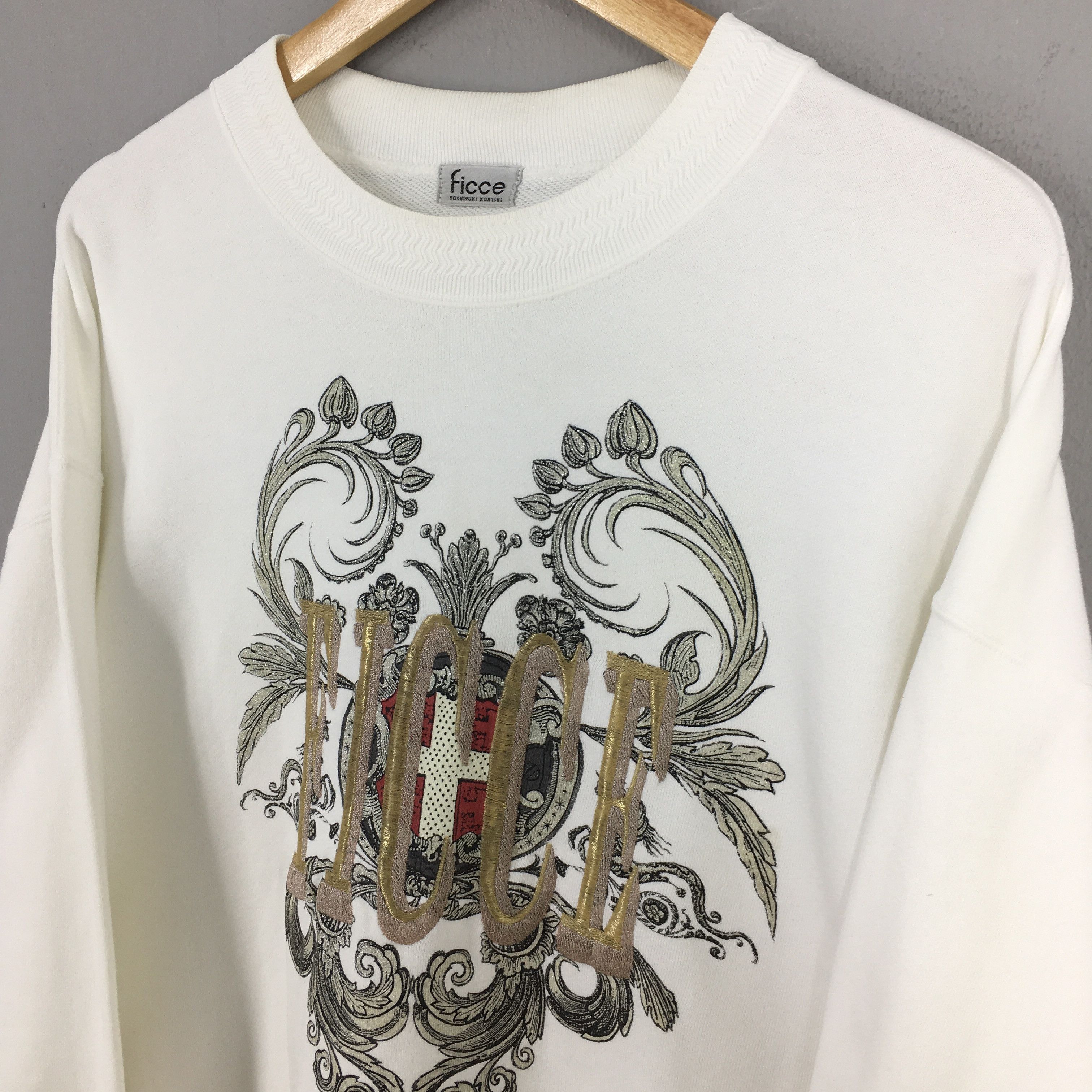 Japanese Brand Vintage Ficce Japan White Sweatshirt Large Size US L / EU 52-54 / 3 - 3 Thumbnail