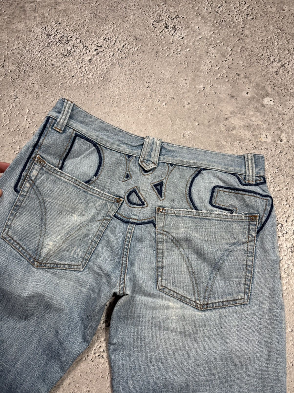 Dolce & Gabbana Dolce Gabbana D&G Big Logo Distressed Denim Jeans Y2K Pants Size US 33 - 7 Thumbnail