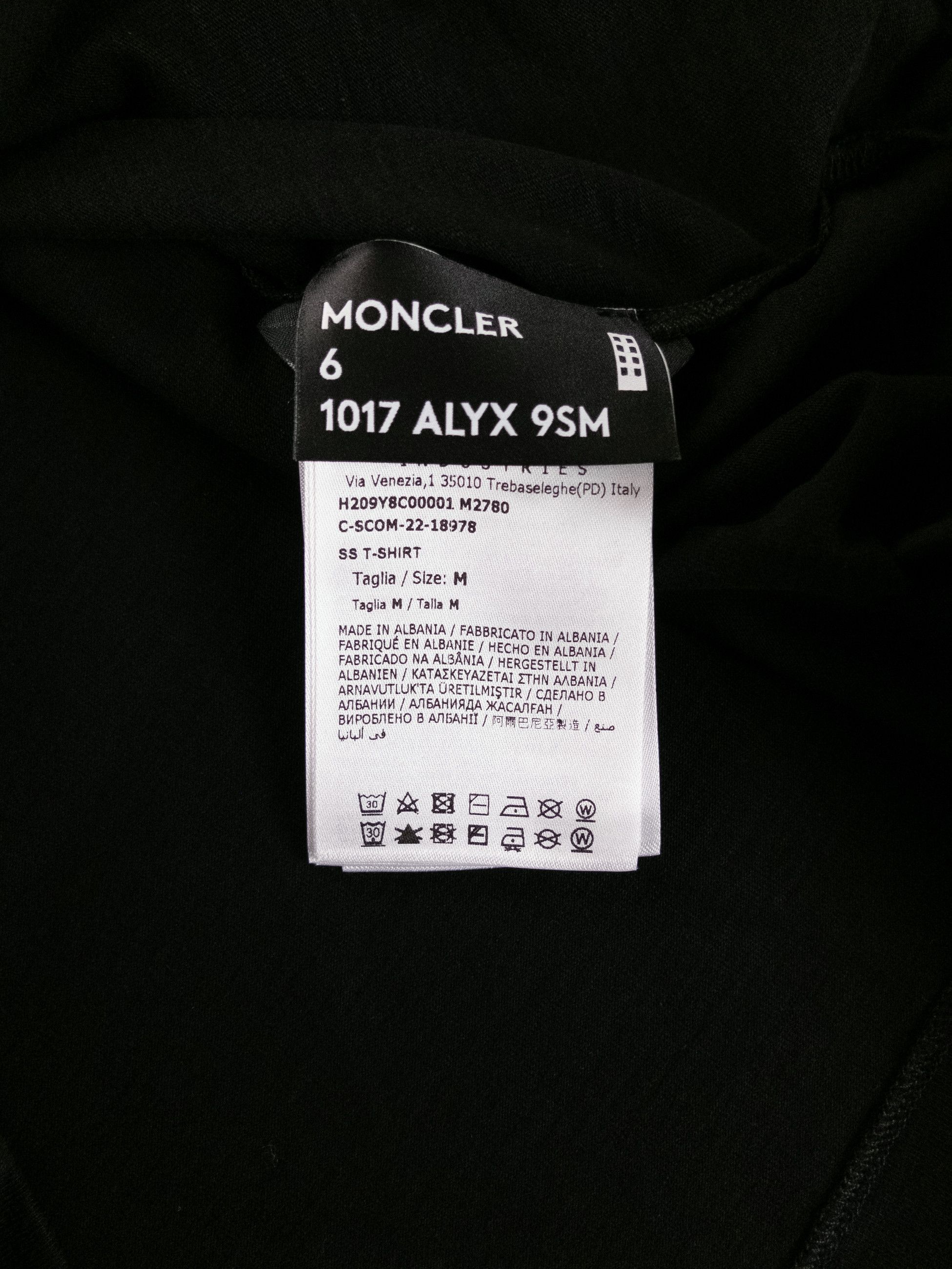 Moncler MONCLER Genius 6 x Alyx black logo print t-shirt Medium Size US M / EU 48-50 / 2 - 9 Thumbnail