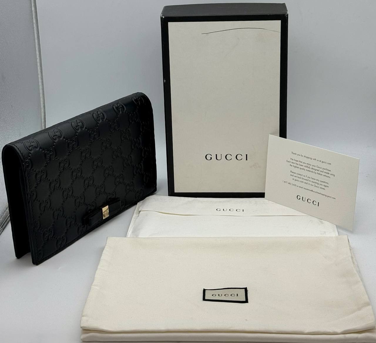 Gucci Gucci Wallet Chain Crossbody Bag Guccisima Leather Black Size ONE SIZE - 4 Thumbnail