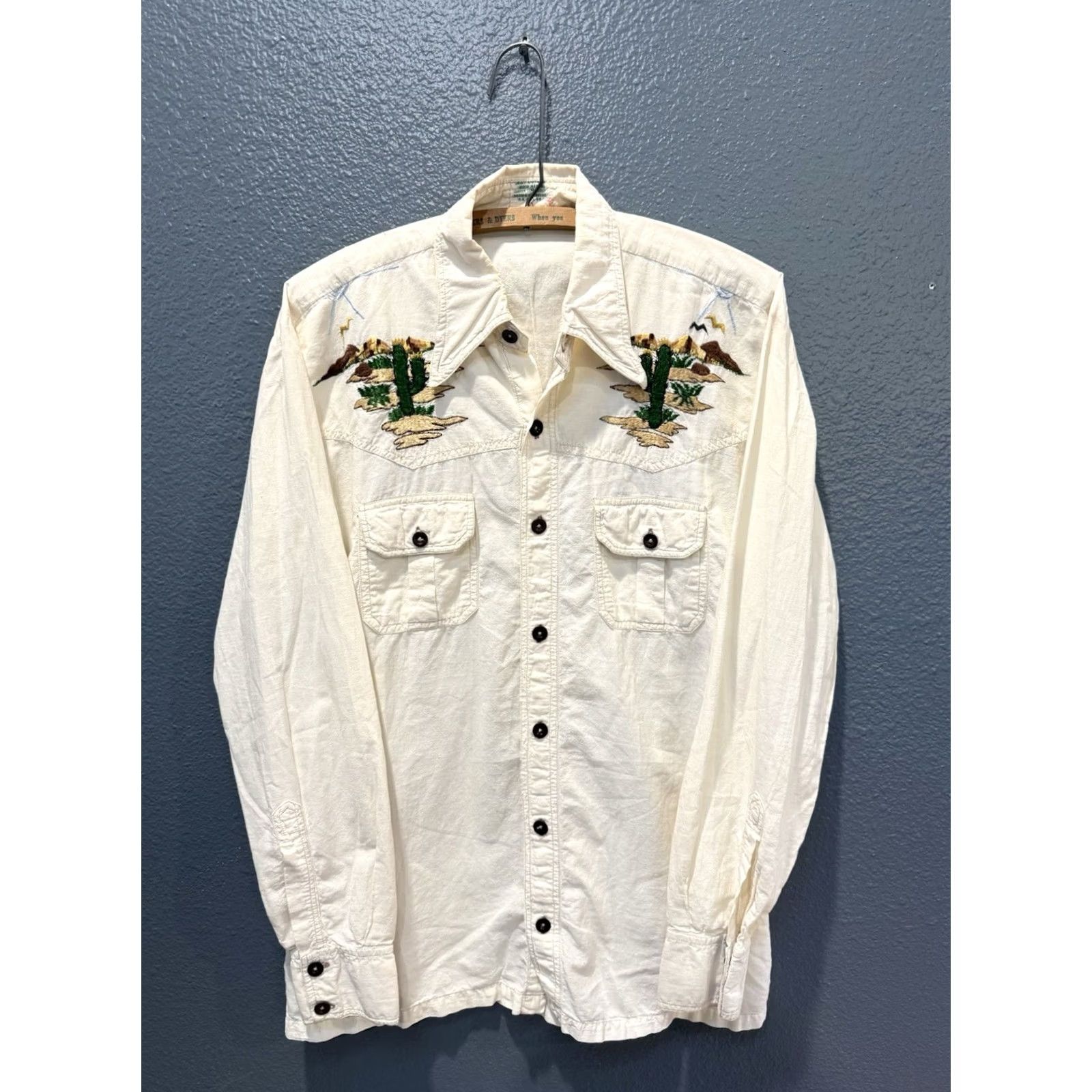Vintage VINTAGE Hand Made Cotton Chambray Button Up Shirt Large 70’s Stitched Size US L / EU 52-54 / 3 - 3 Thumbnail