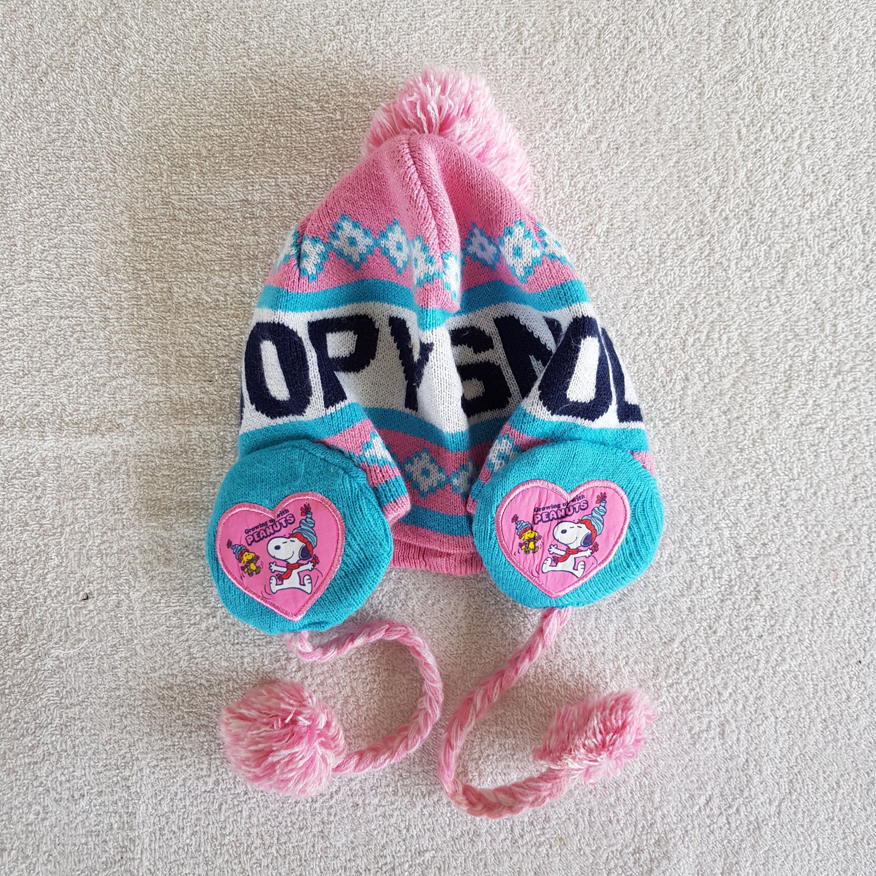 Peanuts Vintage Snoopy Earflap Beanie Funny Snow Cap Hats. Size ONE SIZE - 7 Thumbnail
