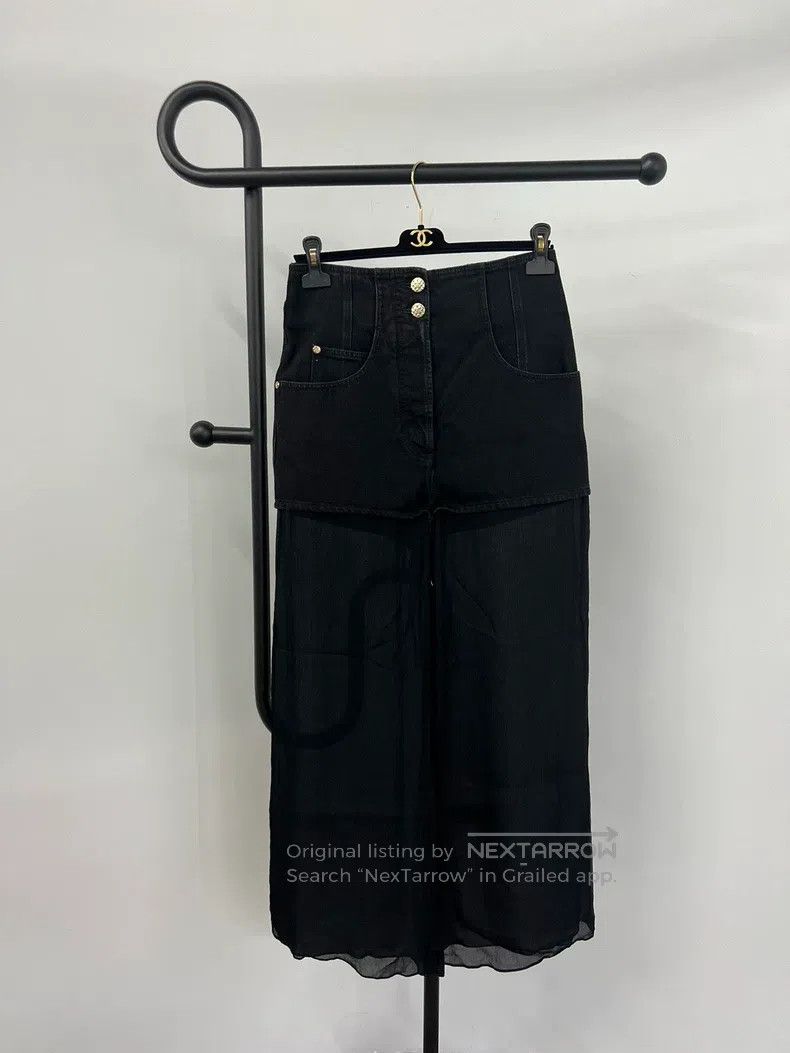 Chanel Chanel Black denim silk wide-leg trousers Size 26" / US 2 / IT 38 - 1 Thumbnail