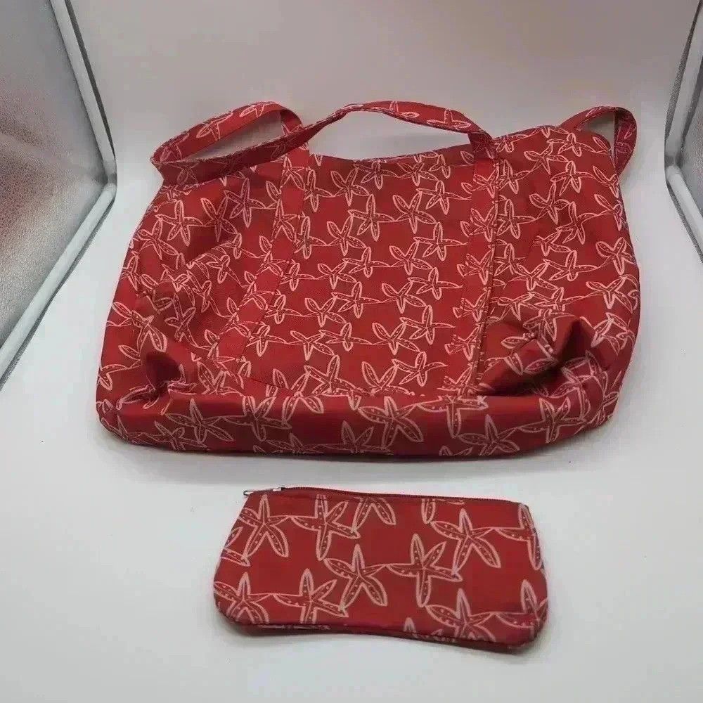 Vintage Starfish summer tote bag with sunglasses bag set red and wh Size ONE SIZE - 2 Thumbnail