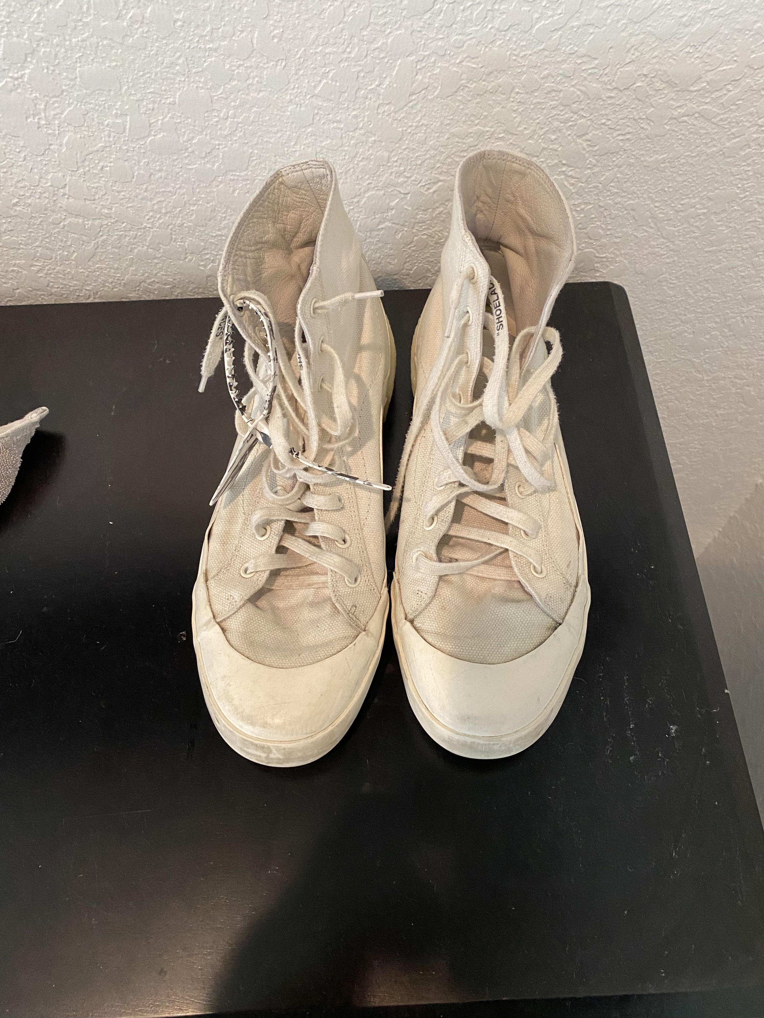 image of Off White Mid Top Vulcanized Canvas Sneaker in Cream/White, Men's (Size 13)