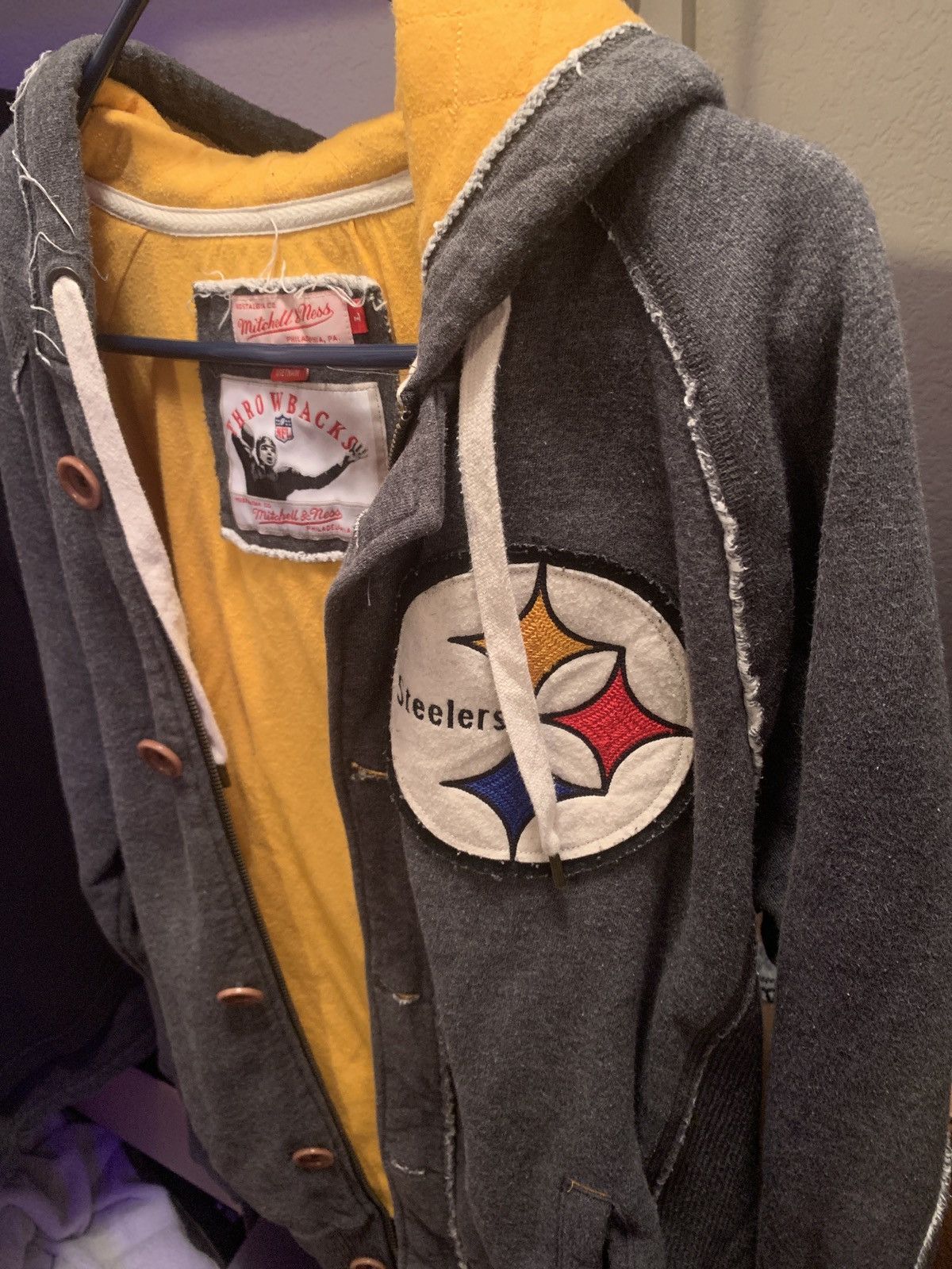 Mitchell & Ness Chainstitch Heavyweight Hoodie Retro Pittsburgh Steelers