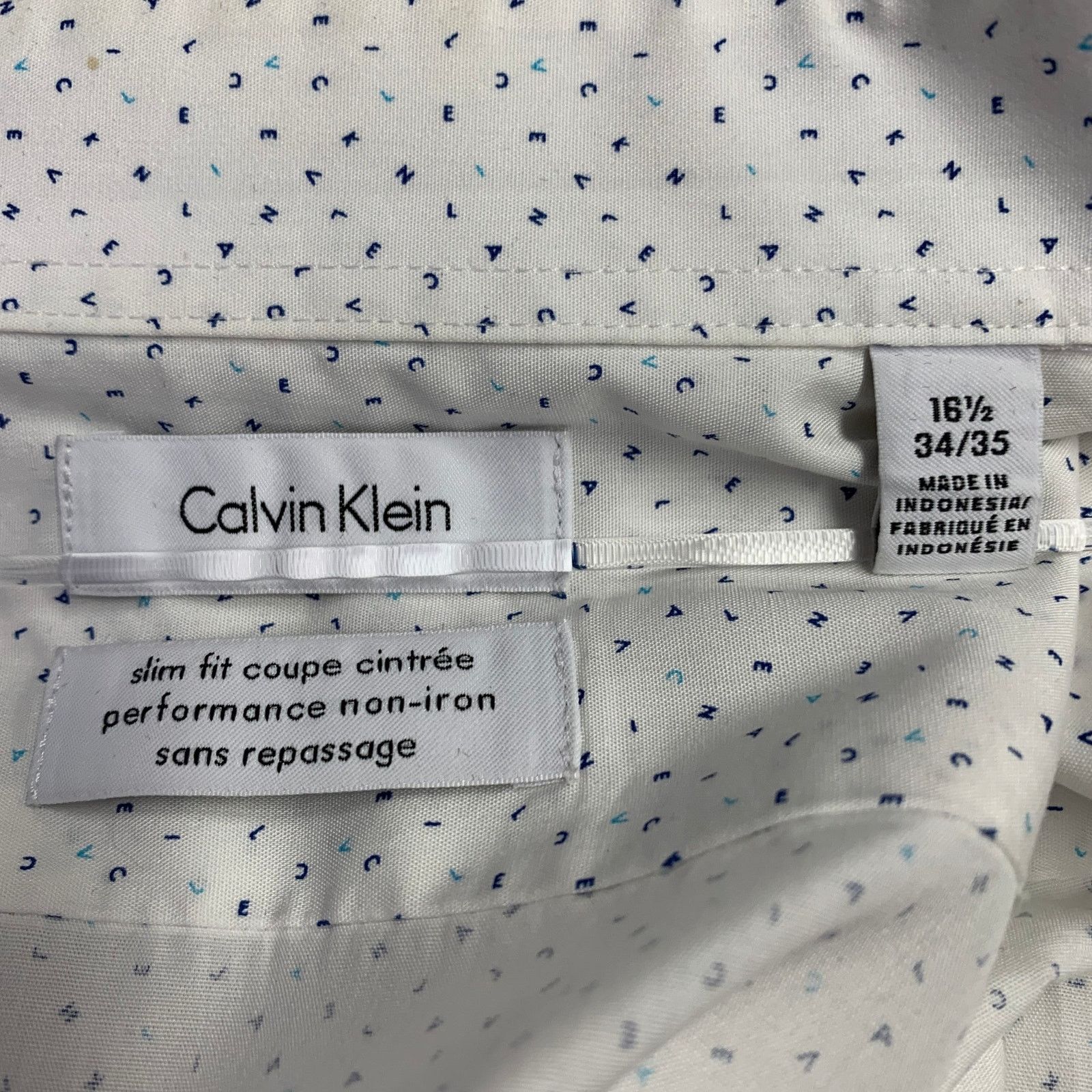 Calvin Klein Size L White Blue Letters Cotton Long Sleeve Shirt Size US L / EU 52-54 / 3 - 6 Thumbnail