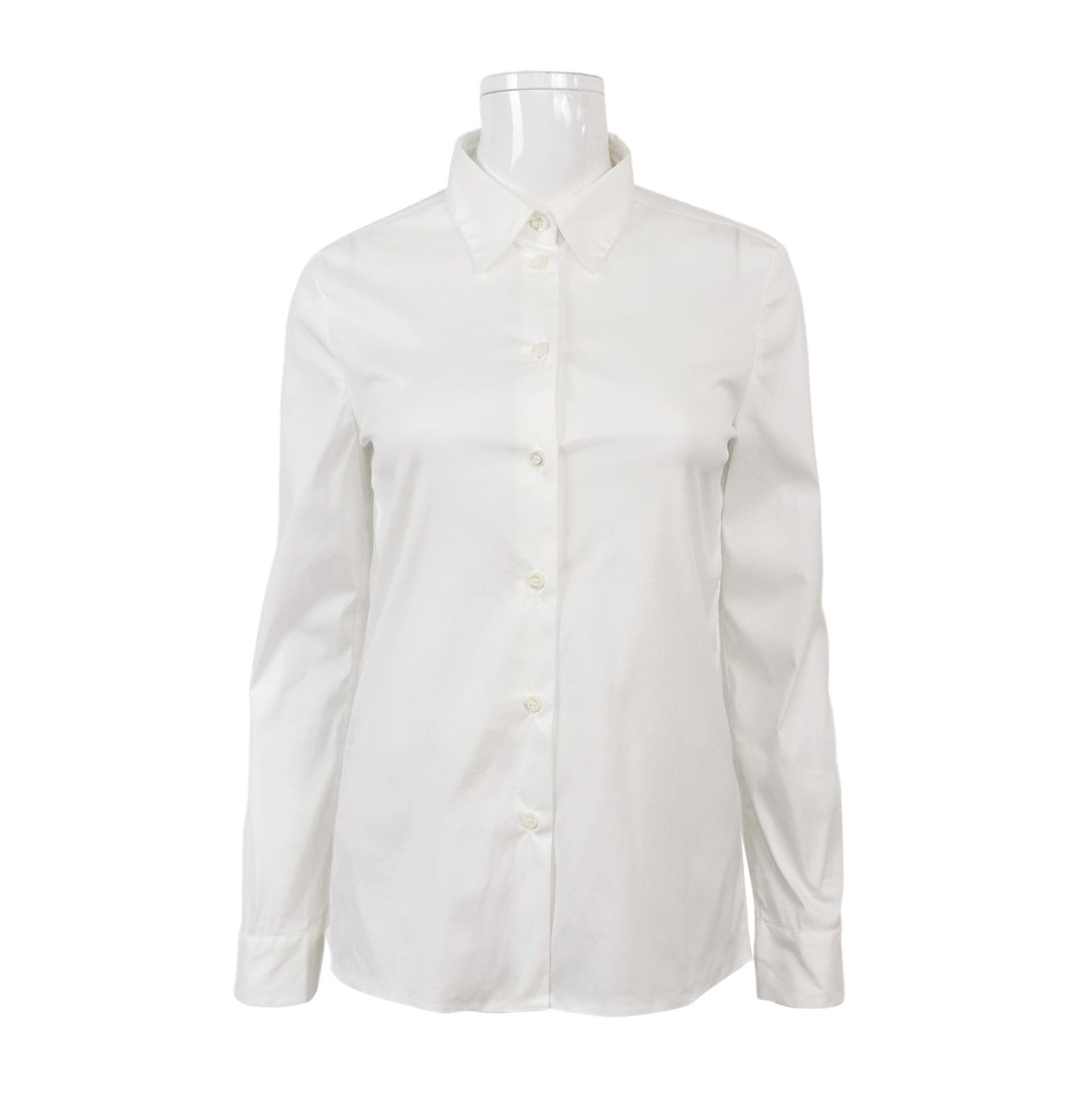 Prada Prada White Long Sleeve Button-Up Shirt 0089 Size XXS / US 00 / IT 34 - 1 Thumbnail