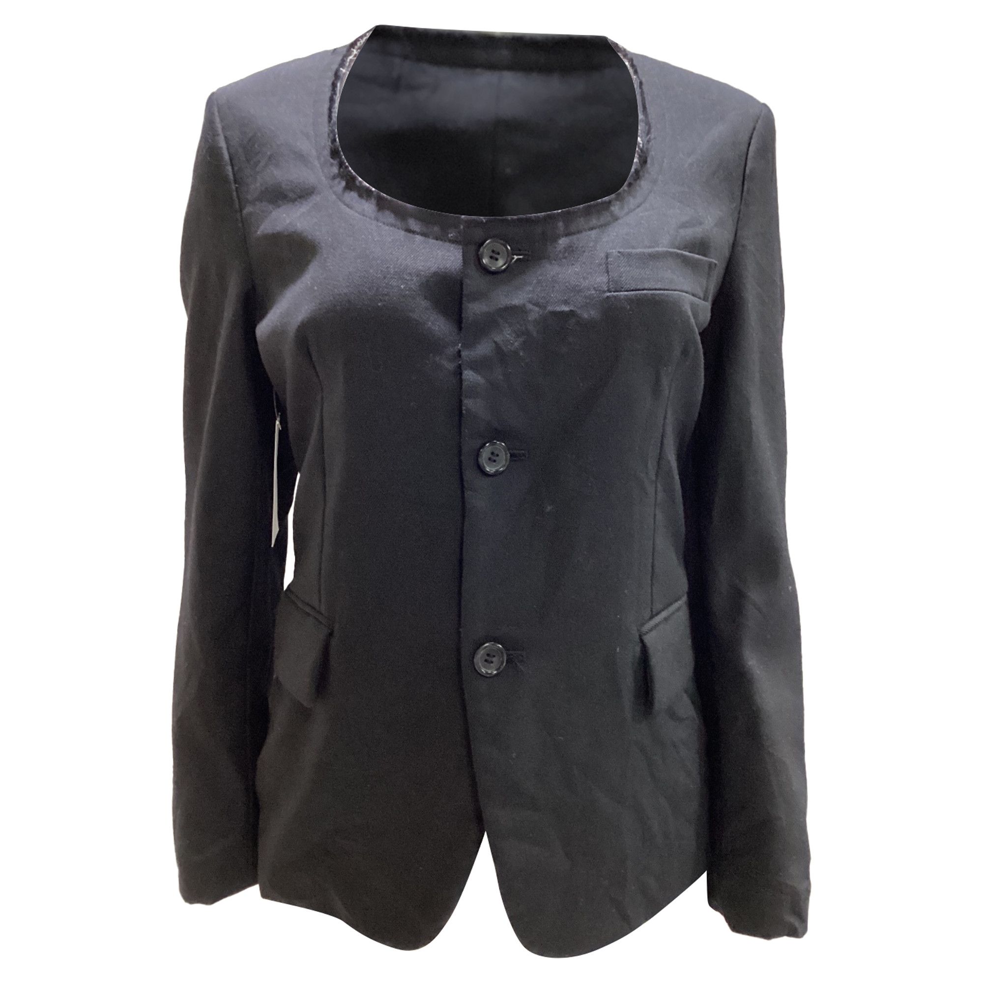 Comme des Garcons Comme des Garçons Frayed Jacket in Black Wool Size XS / US 0-2 / IT 36-38 - 1 Thumbnail