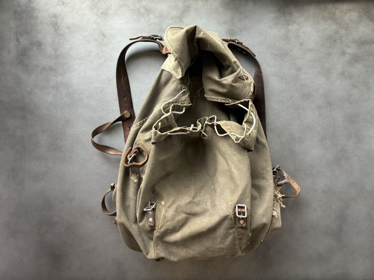 Vintage 1940s Swedish Backpack WW2 Vintage Army Hiking Metal Canvas Size ONE SIZE - 6 Thumbnail