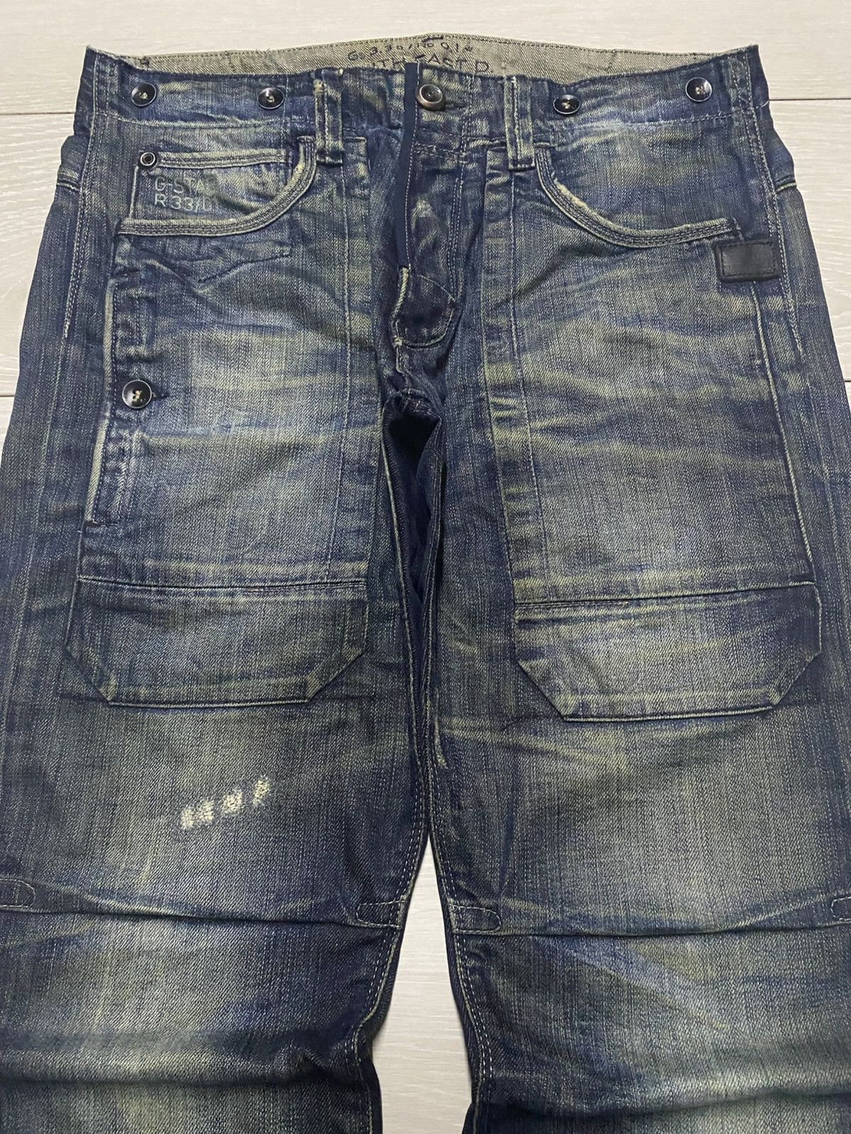 G-Star × Marc Newson G Star 33/01 Mud Wash Buckle Back Double Knee Loose Jeans Size US 33 - 3 Thumbnail