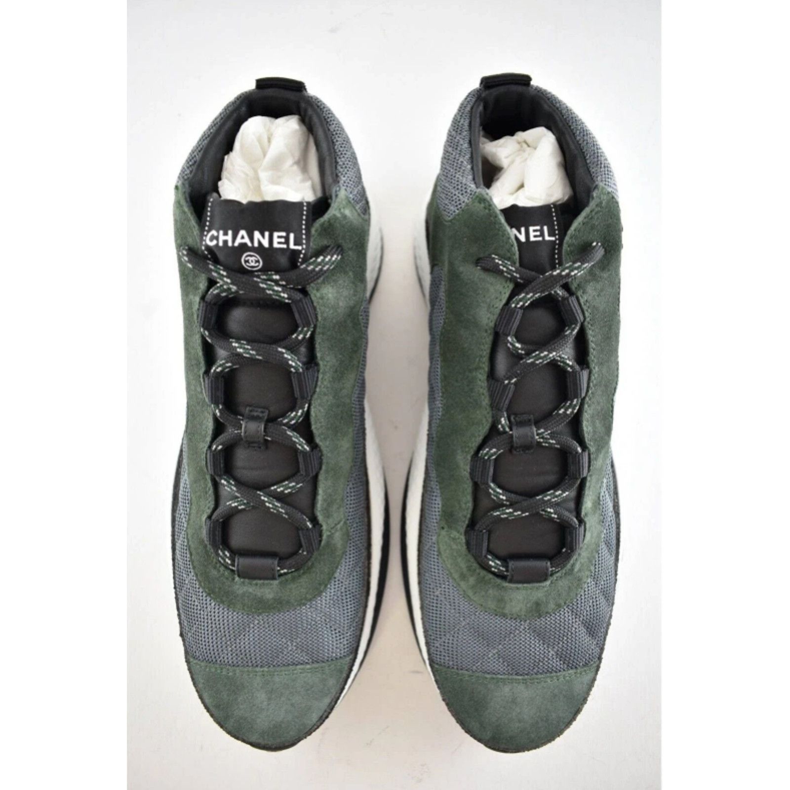 Chanel Chanel Suede CC Logo Lace Up Mid Top Trainer Sneaker 44 11 Size US 11 / EU 44 - 12 Thumbnail