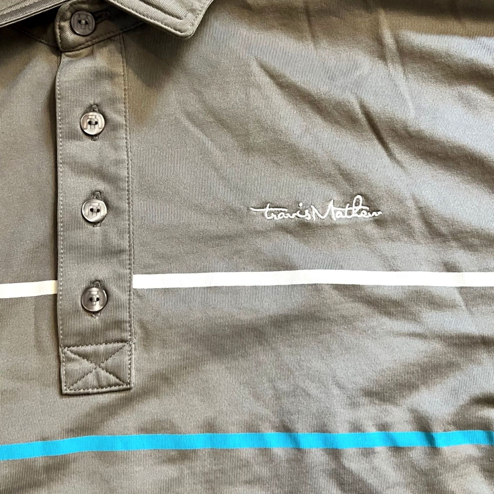 TravisMathew Travis Mathew Polo Shirt Mens Small Gray Striped Pima Cotton Blend Golf Shirt S Mens Gray Polo Size US S / EU 44-46 / 1 - 2 Thumbnail