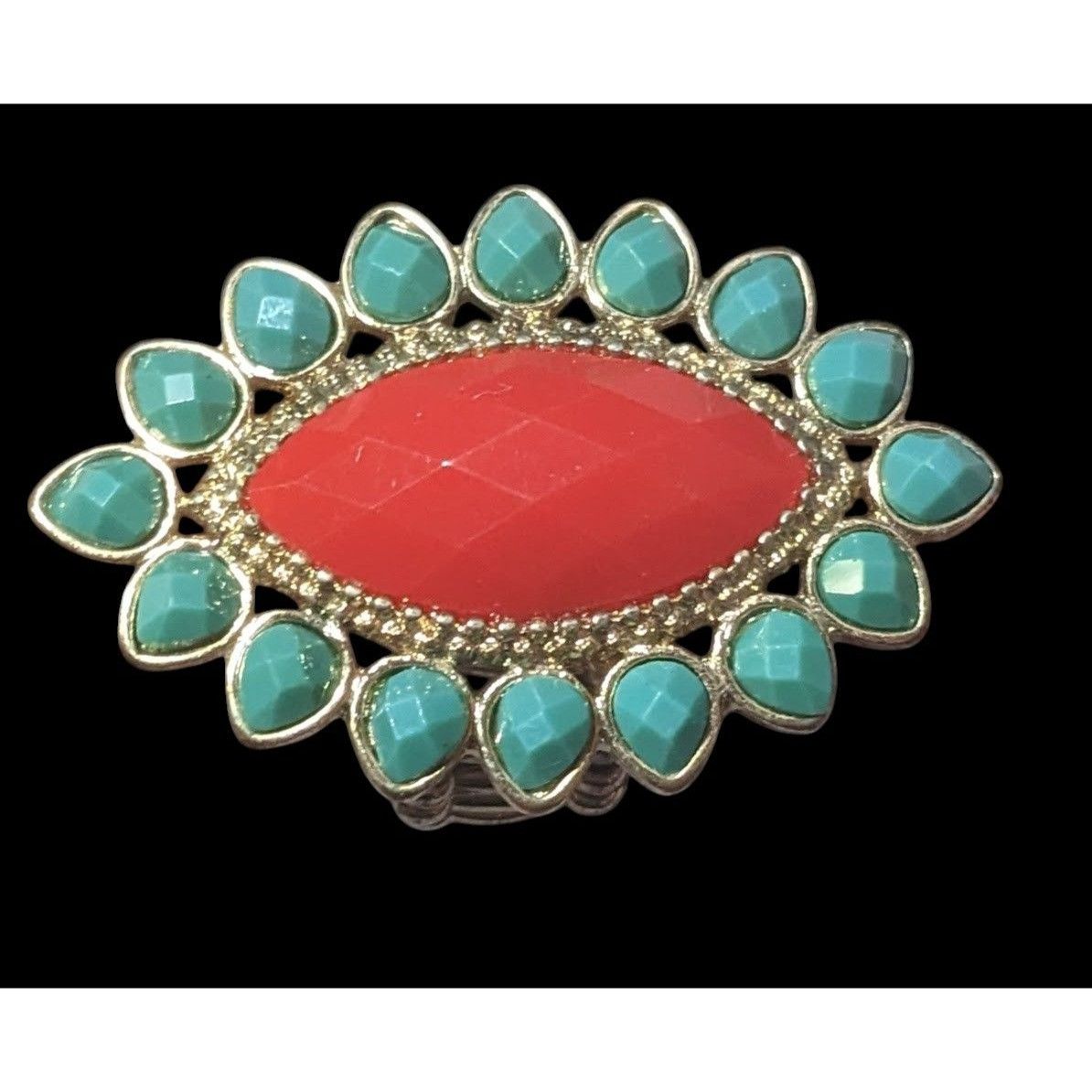 Other Bohemian Blue And Red Gemmed Floral Stretch Ring Size 7 Size ONE SIZE - 11 Thumbnail