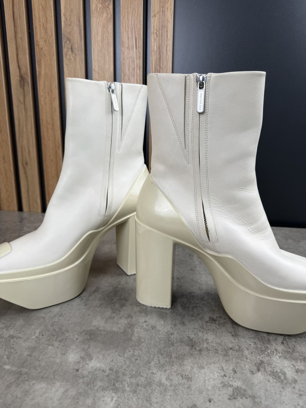 Peter Do at.kollektive x Peter Do Leather Platform Ankle Boots White Size US 10 / IT 40 - 6 Thumbnail