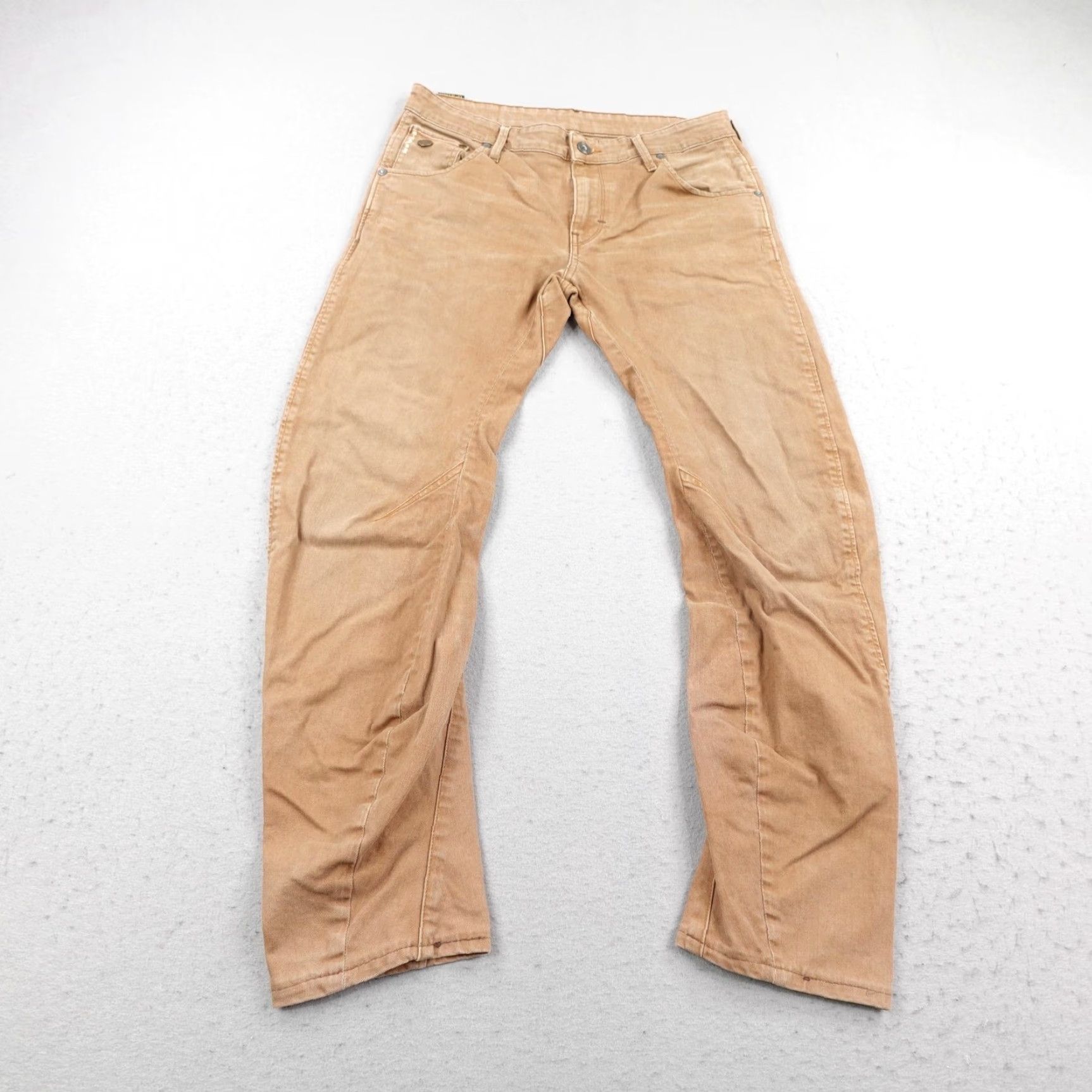Vintage G Star RAW Jeans Mens 32x34 Beige Khaki Tan Denim Arc 3D Slim COJ Tapered Flex Slim Jeans Mens 32x34 Beige Denim Arc 3D Slim COJ Tapered Flex Size US 32 / EU 48 - 2 Thumbnail