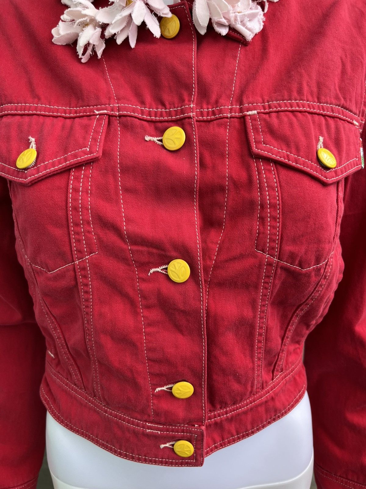 Moschino Love Me Love Me Not Daisy Collar Denim Jacket Size XS / US 0-2 / IT 36-38 - 5 Thumbnail
