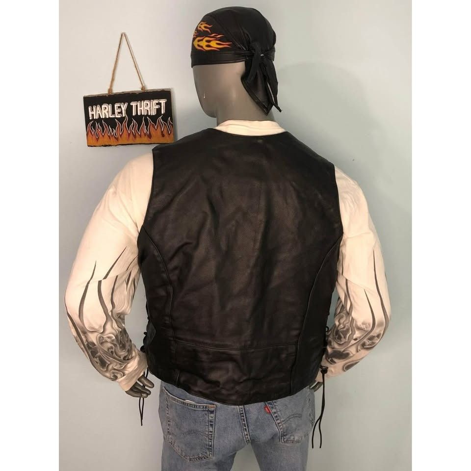 Legendary Goods VTG Leather Vest Large, Satin Lining, Motorcycle Riding St Size US L / EU 52-54 / 3 - 2 Thumbnail